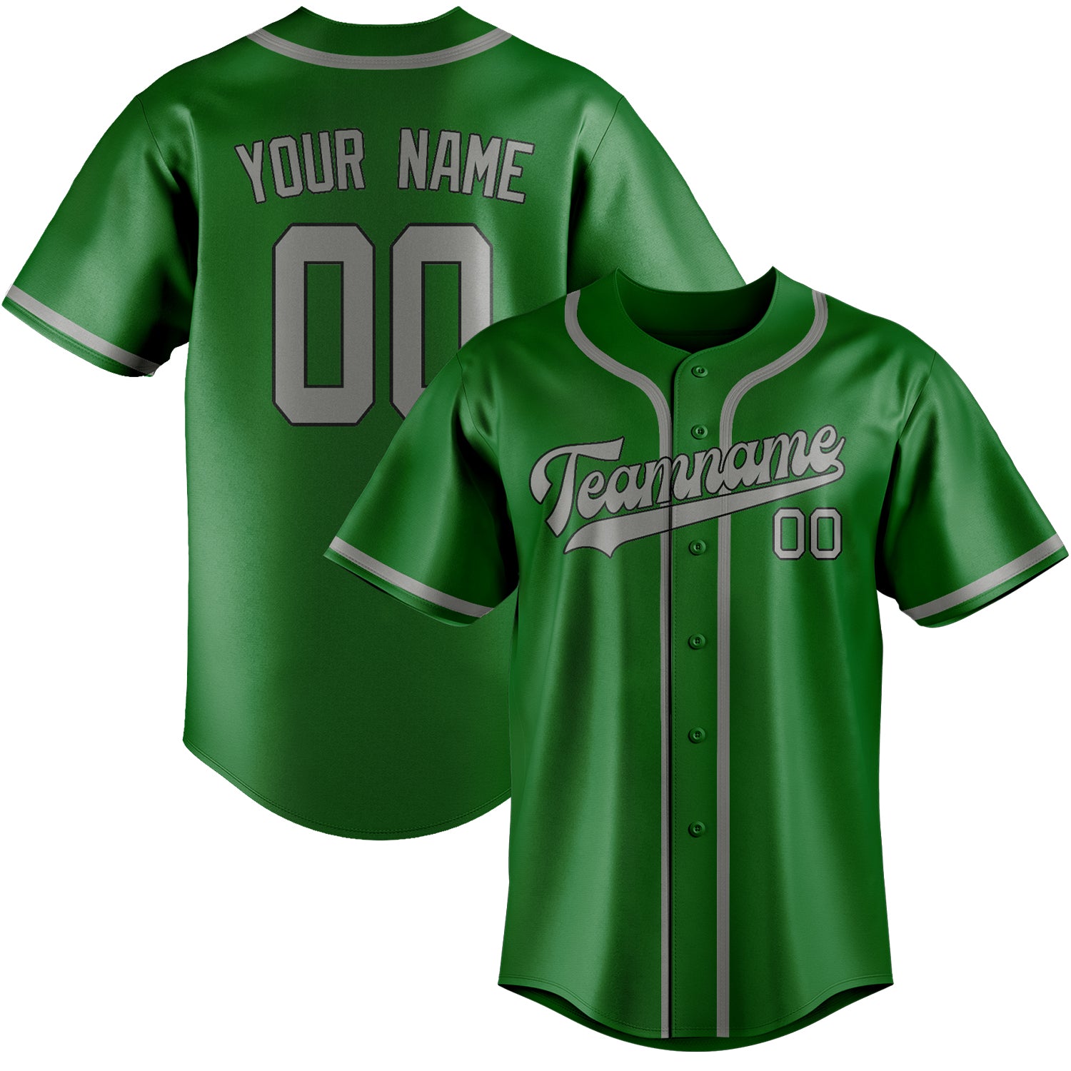 Benutzerdefiniertes Professionelles Smaragdgrün Grau Baseballtrikot