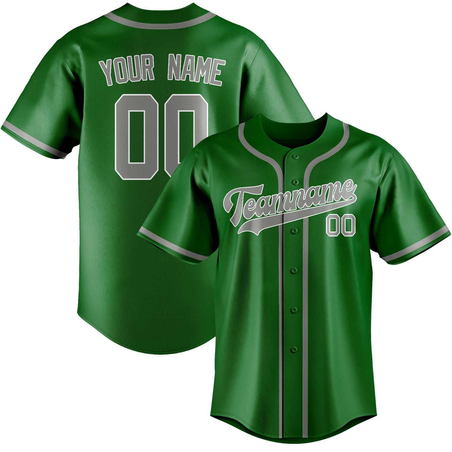 Benutzerdefiniertes Professionelles Smaragdgrün Grau Baseballtrikot