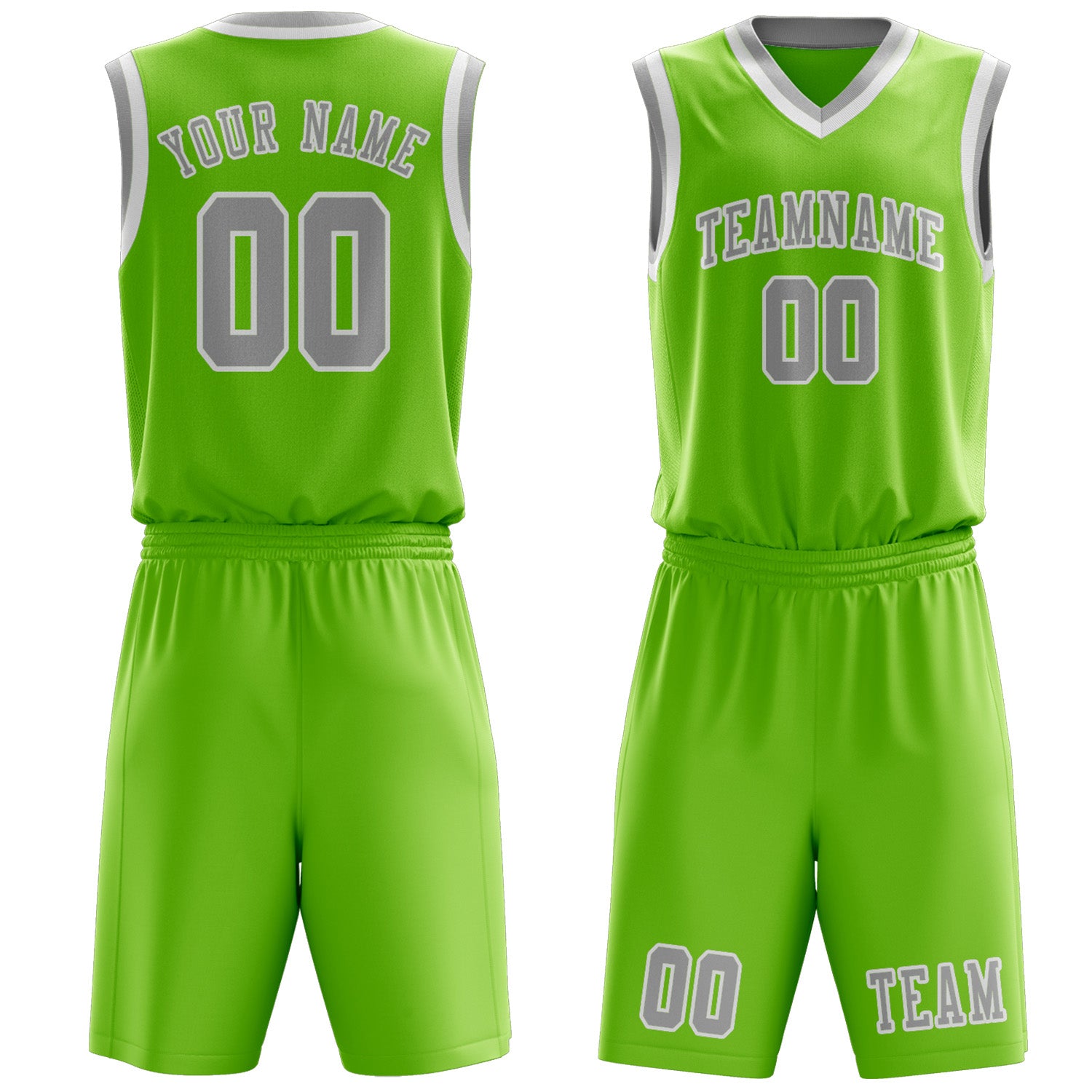 Benutzerdefiniertes Professionelles Smaragdgrün Grau Basketballtrikot-Set