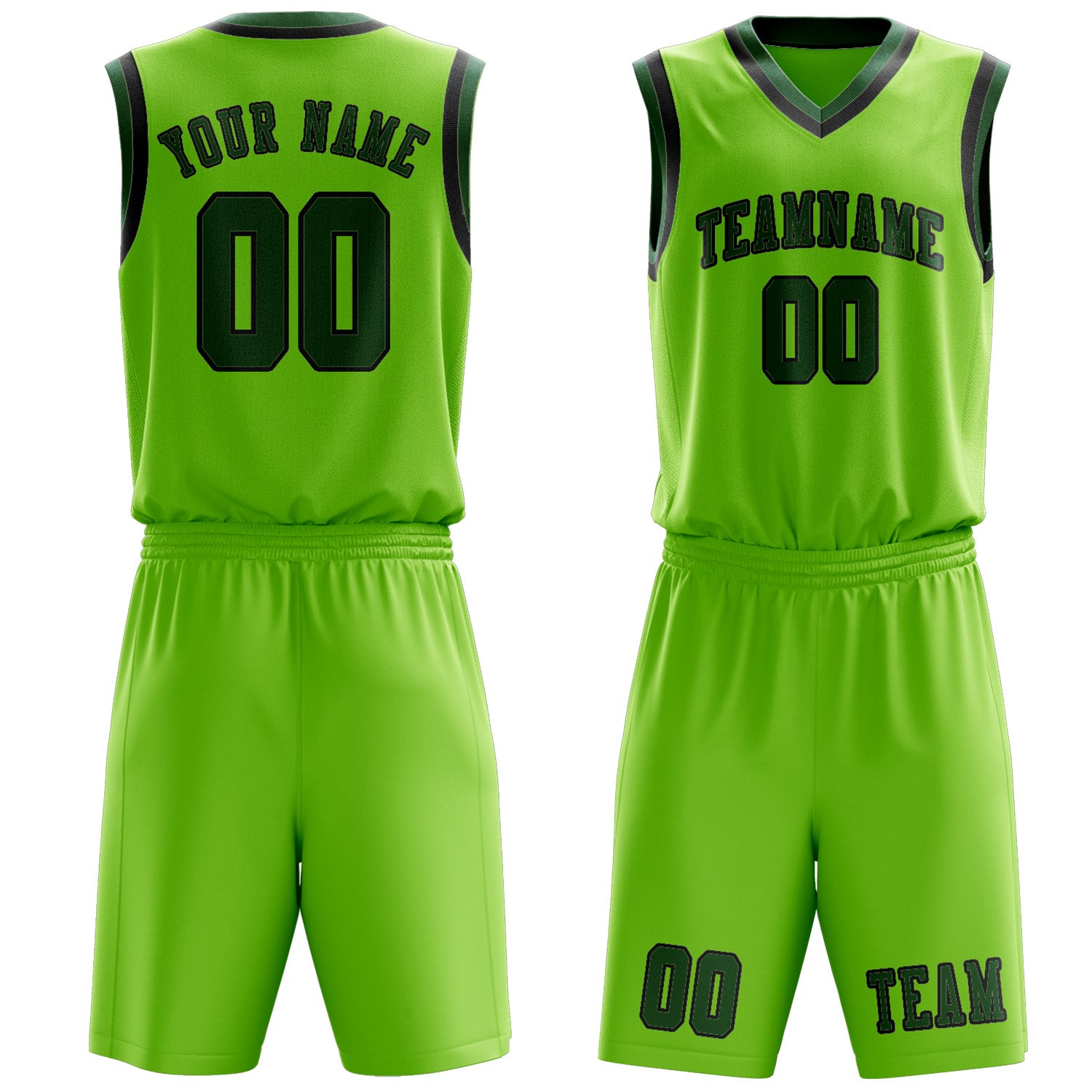 Benutzerdefiniertes Professionelles Smaragdgrün Moosgrün Basketballtrikot-Set