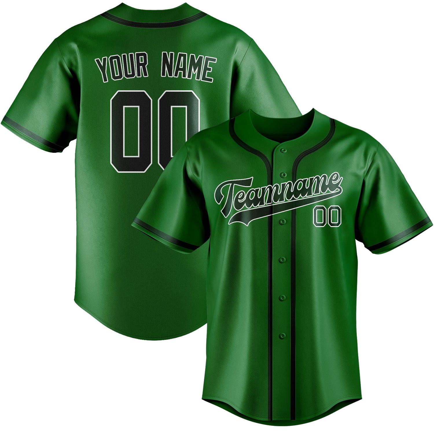 Benutzerdefiniertes Professionelles Smaragdgrün Moosgrün Baseballtrikot