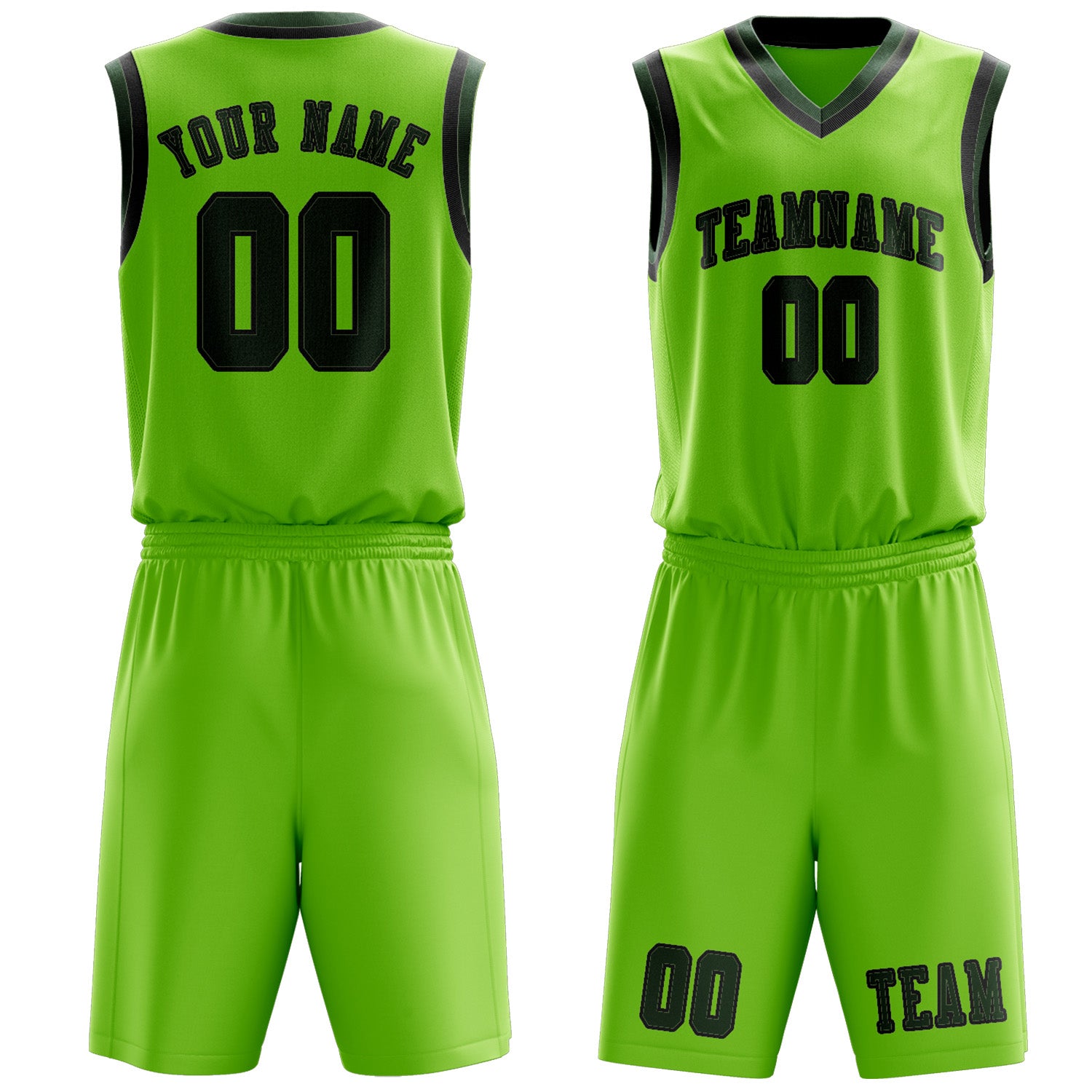 Benutzerdefiniertes Professionelles Smaragdgrün Tannengrün Basketballtrikot-Set