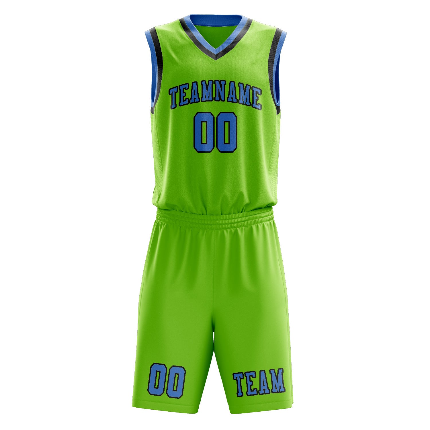 Benutzerdefiniertes Professionelles Smaragdgrün Hellblau Basketballtrikot-Set