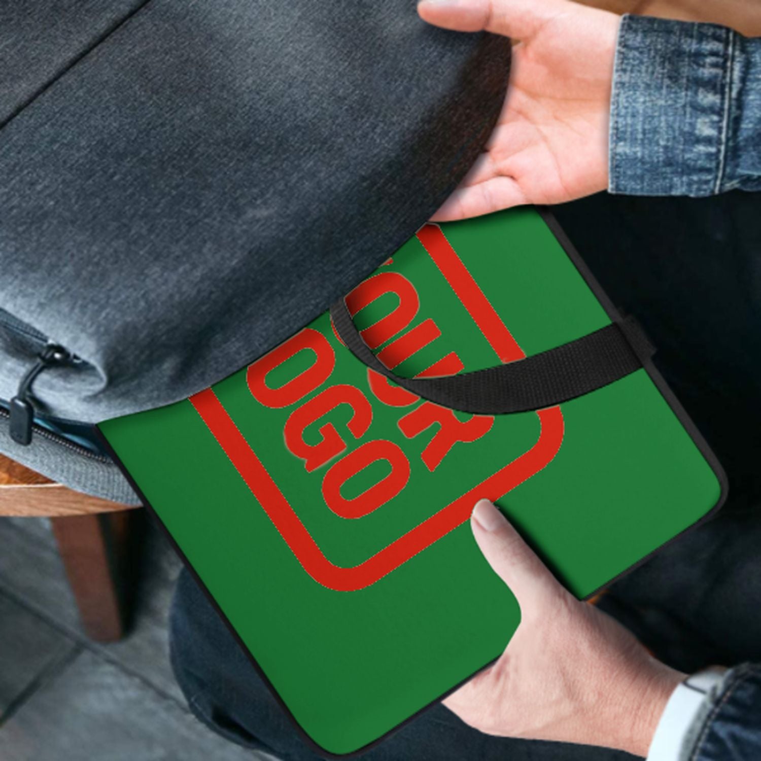 Maßgeschneidertes Smaragdgrün Orange Red Laptop Tasche