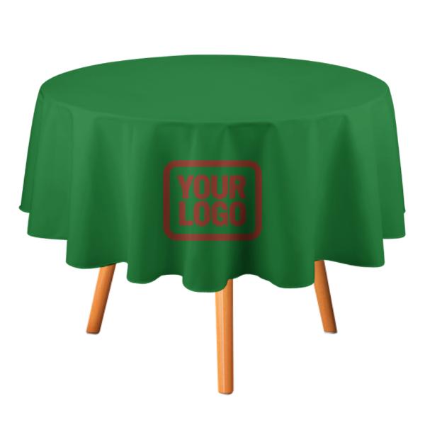 Tovaglia rotonda personalizzata color verde smeraldo e rosso corallo