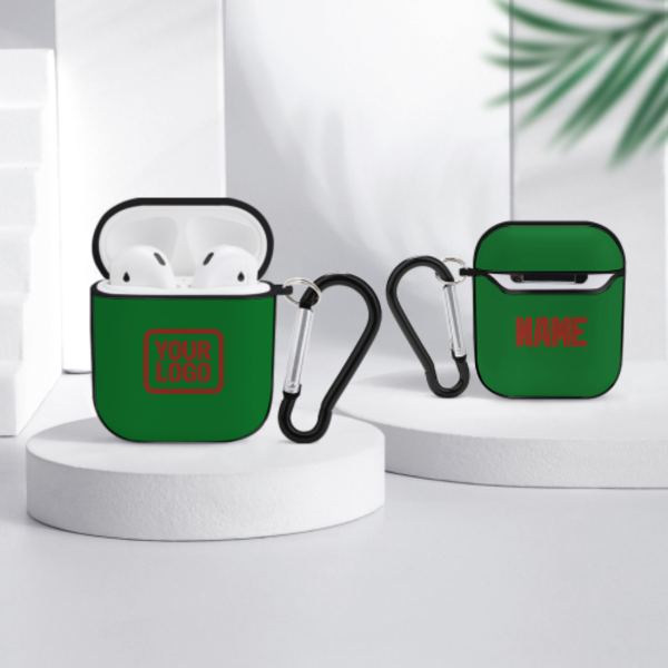 Maßgeschneidertes Smaragdgrün Korallenrot AirPods-Hülle