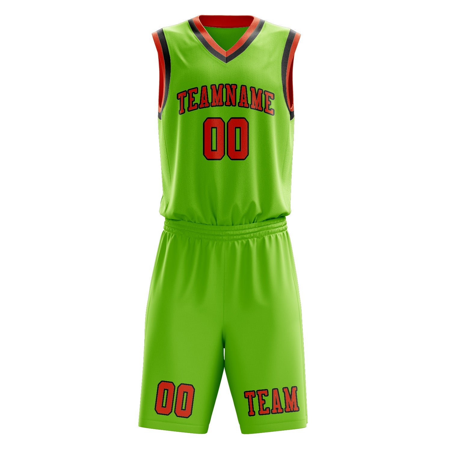 Benutzerdefiniertes Professionelles Smaragdgrün Orangerot Basketballtrikot-Set