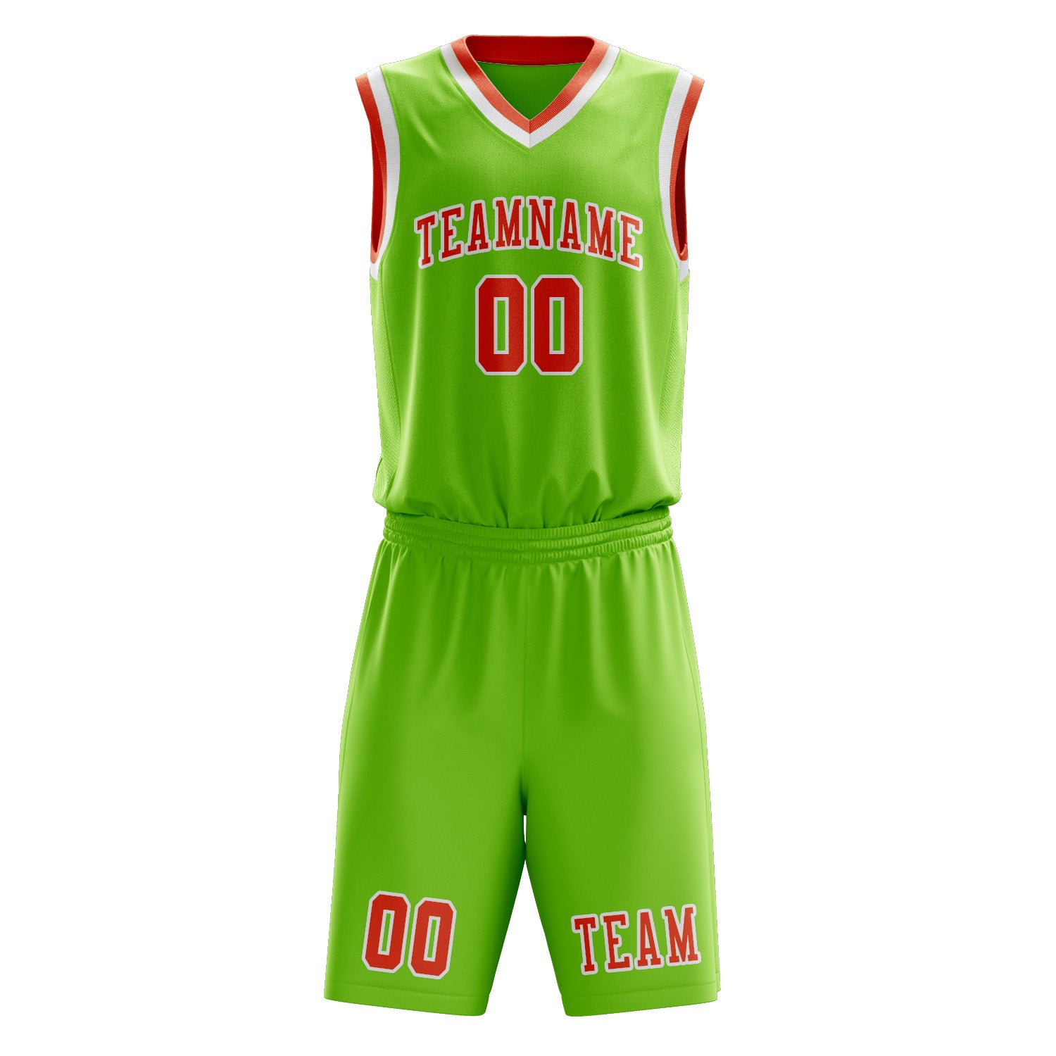 Benutzerdefiniertes Professionelles Smaragdgrün Orangerot Basketballtrikot-Set