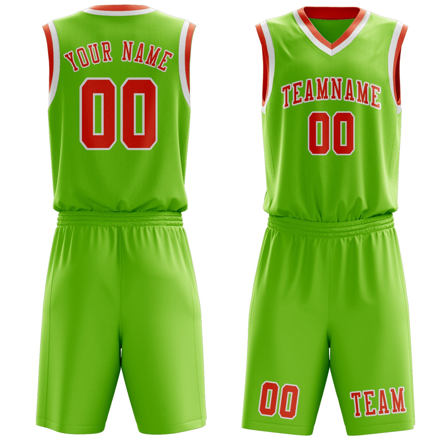 Benutzerdefiniertes Professionelles Smaragdgrün Orangerot Basketballtrikot-Set