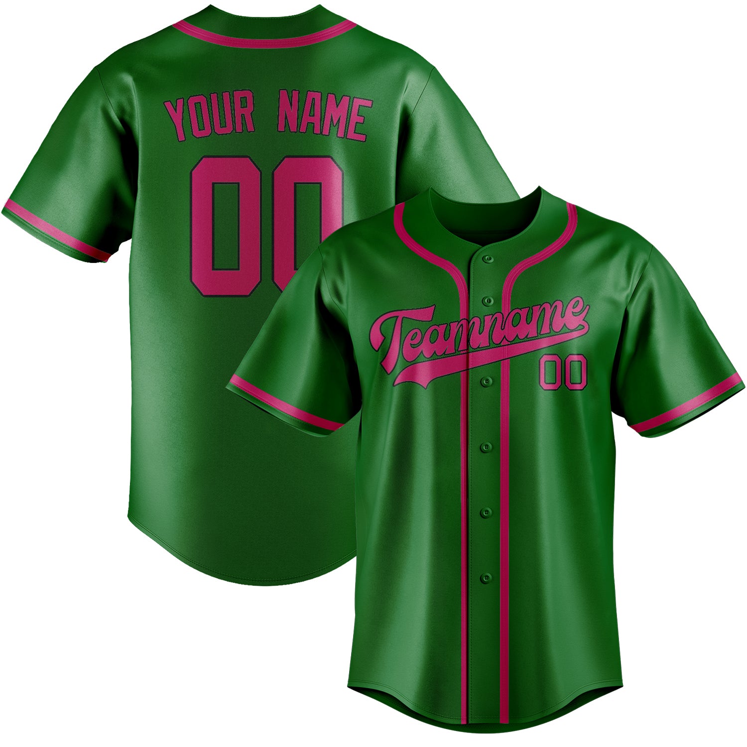 Benutzerdefiniertes Professionelles Smaragdgrün Rosarot Baseballtrikot