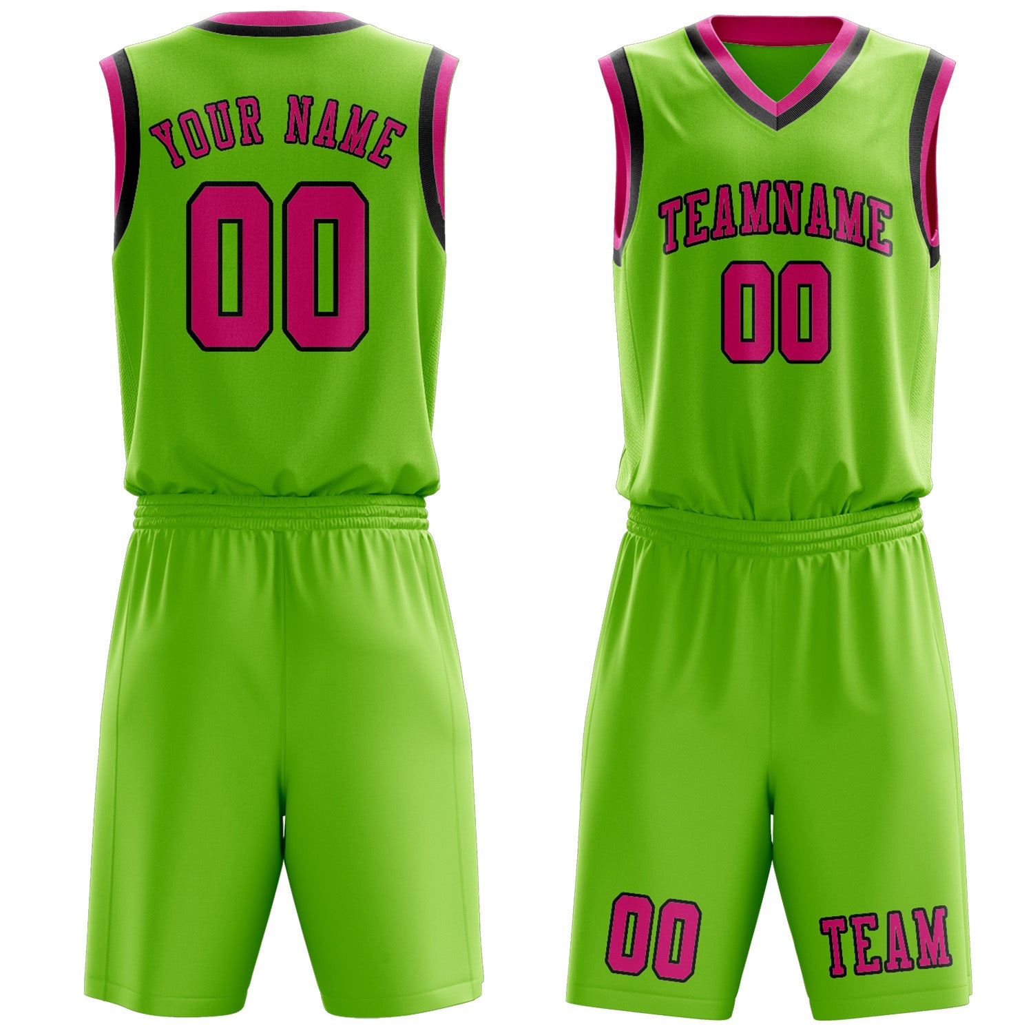 Benutzerdefiniertes Professionelles Smaragdgrün Rosarot Basketballtrikot-Set
