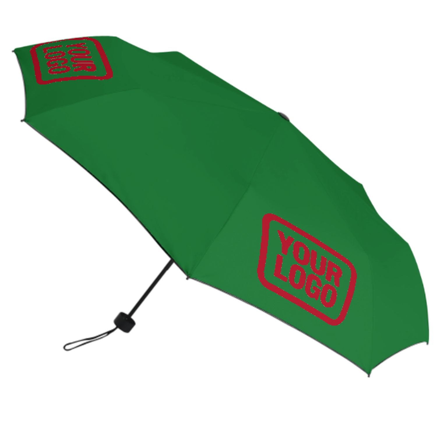 Maßgeschneidertes Smaragdgrün Rot Automatik-Regenschirm
