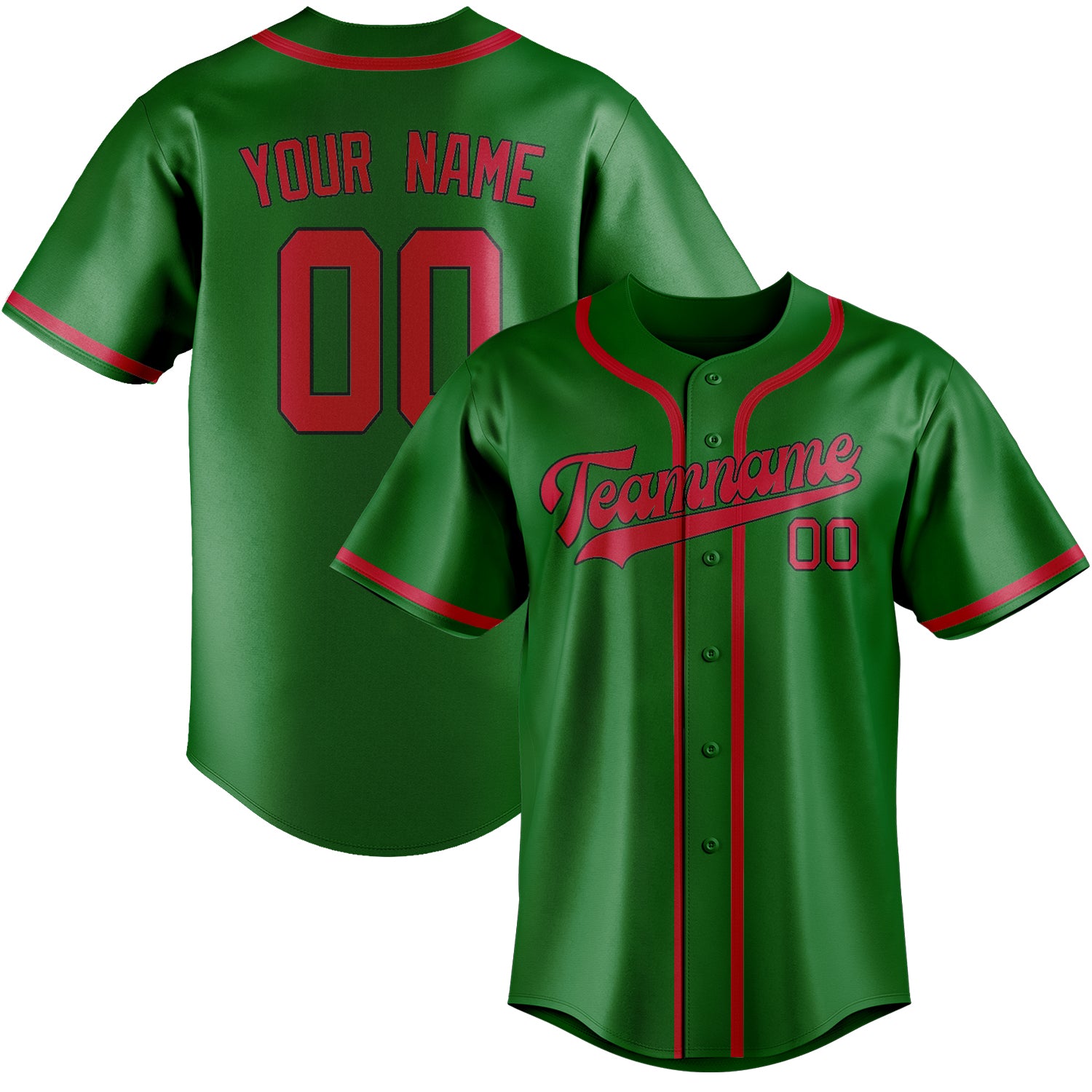 Benutzerdefiniertes Professionelles Smaragdgrün Rot Baseballtrikot