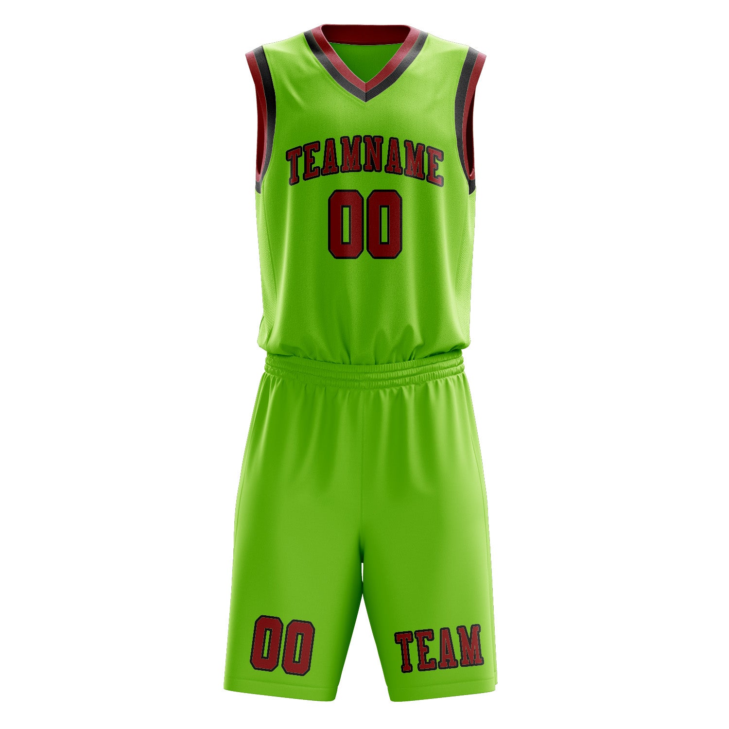 Benutzerdefiniertes Professionelles Smaragdgrün Rot Basketballtrikot-Set