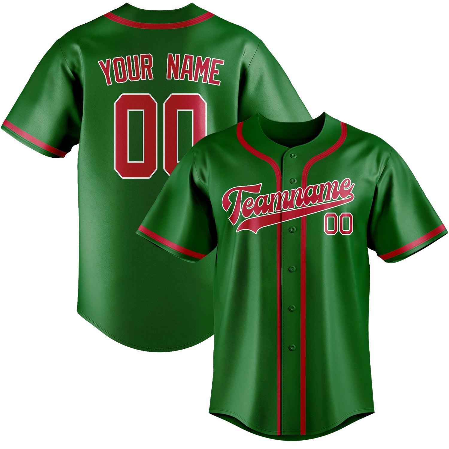 Benutzerdefiniertes Professionelles Smaragdgrün Rot Baseballtrikot