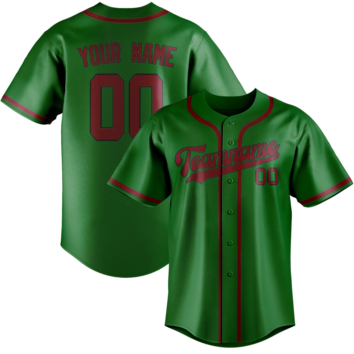 Benutzerdefiniertes Professionelles Smaragdgrün Karmesinrot Baseballtrikot