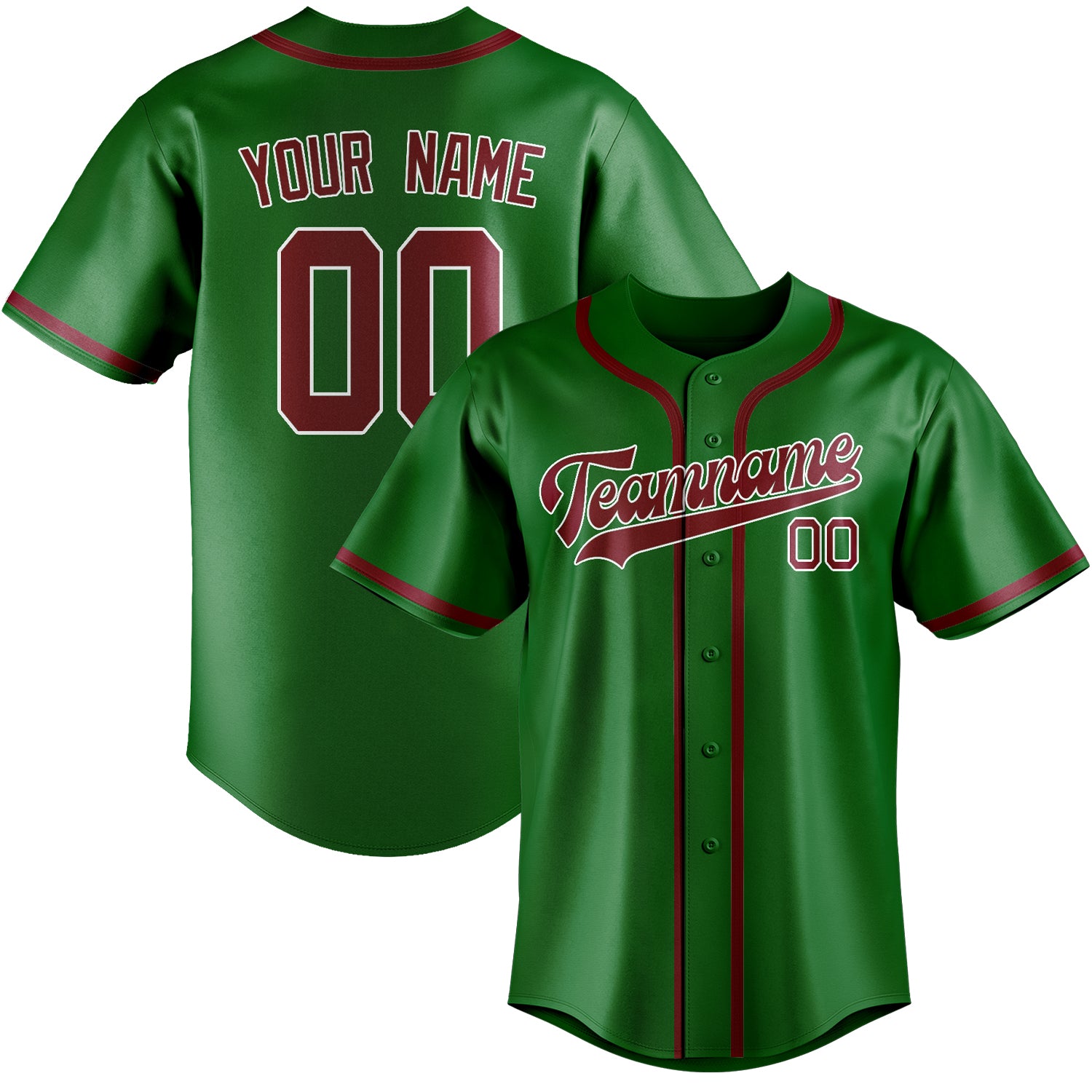 Benutzerdefiniertes Professionelles Smaragdgrün Karmesinrot Baseballtrikot