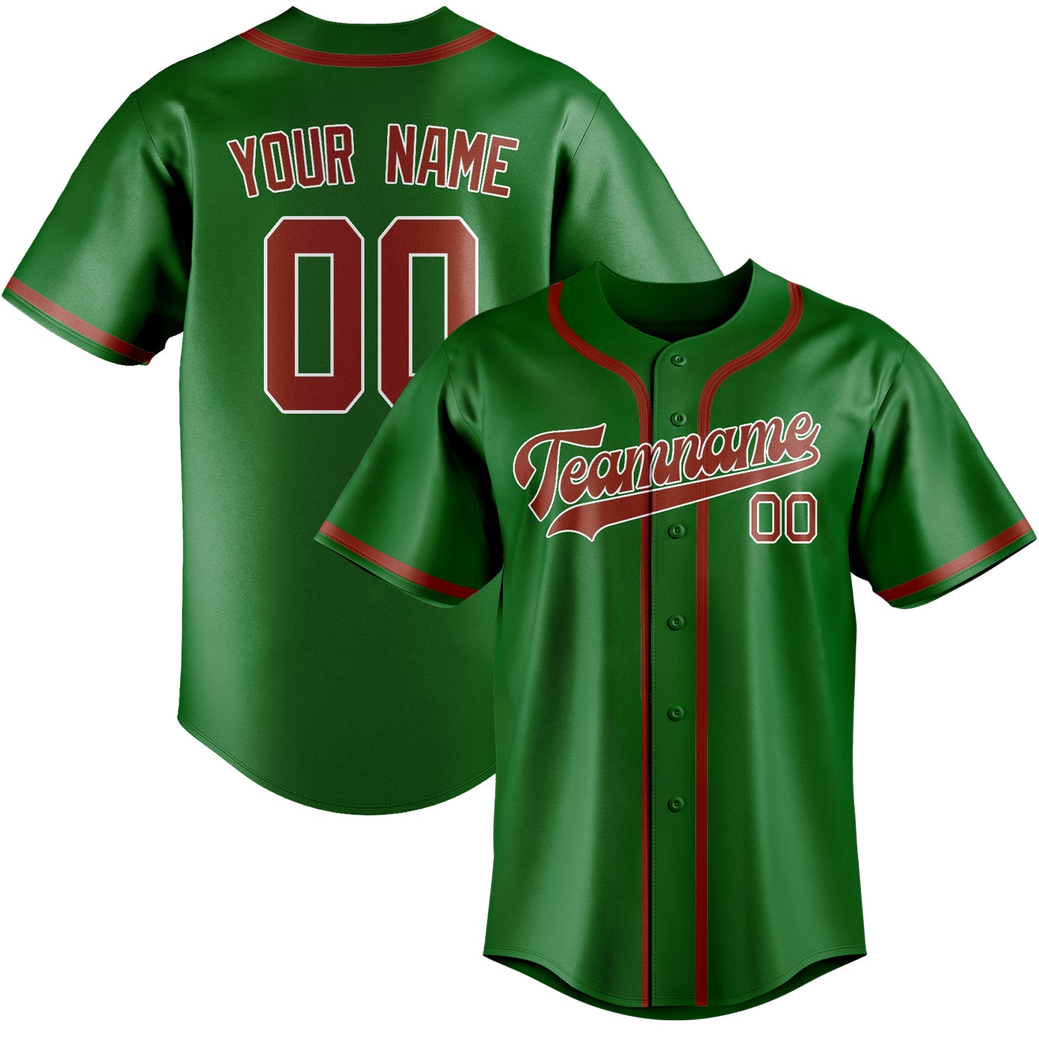 Benutzerdefiniertes Professionelles Smaragdgrün Korallenrot Baseballtrikot