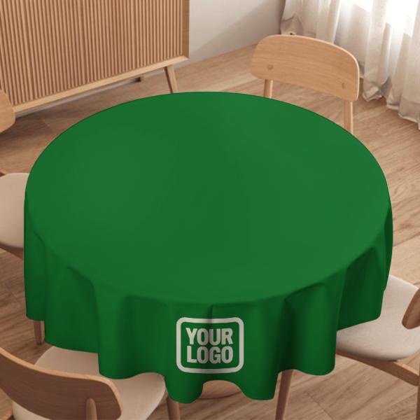 Tovaglia rotonda beige verde smeraldo su misura