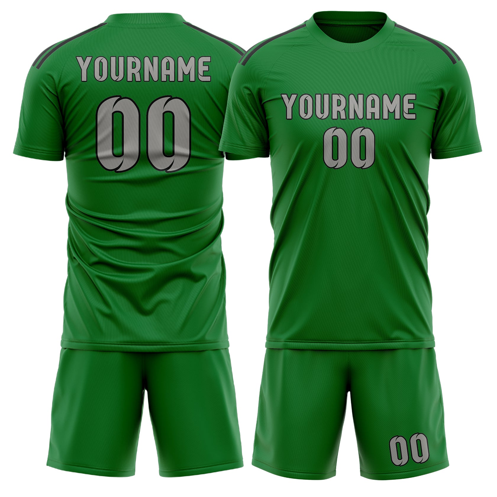 Maßgeschneidertes Professionelles Smaragdgrün Grau Fußballtrikot-Set