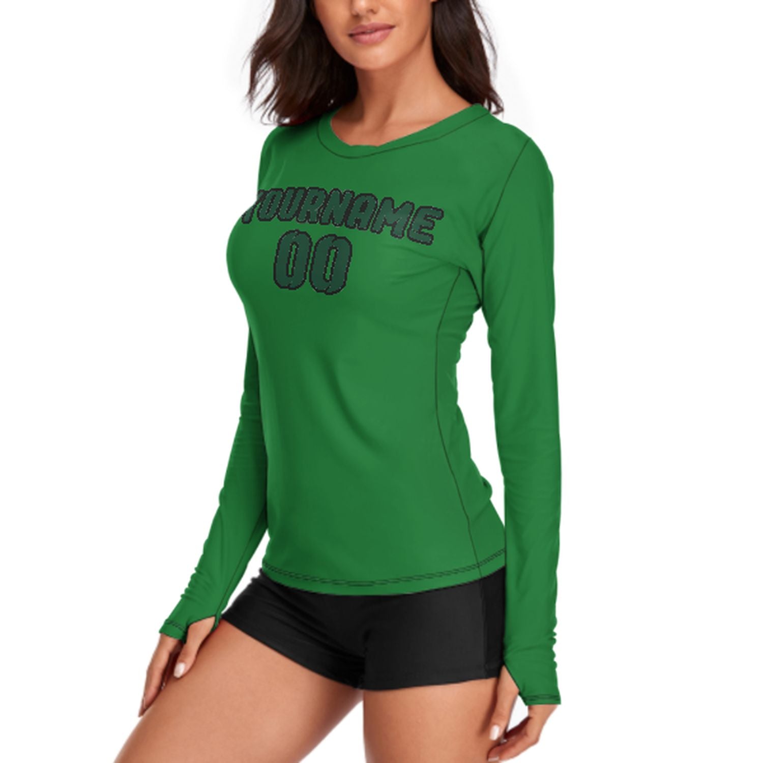 Camicia da donna a maniche lunghe verde smeraldo e verde muschio su misura