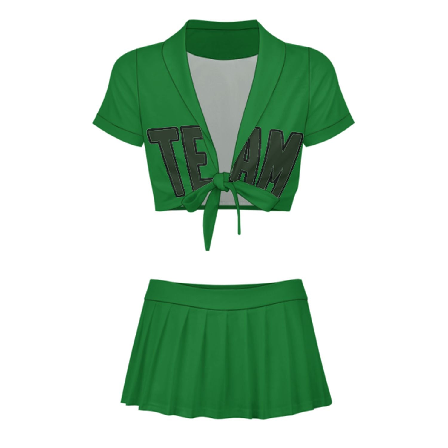 Maßgeschneidertes Smaragdgrün Tannengrün Cheerleader Outfit Set