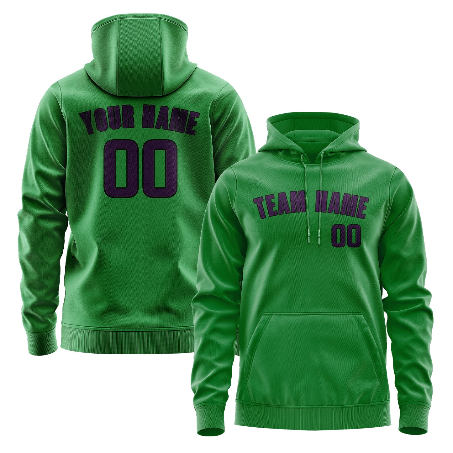 Felpa con cappuccio personalizzata verde smeraldo viola