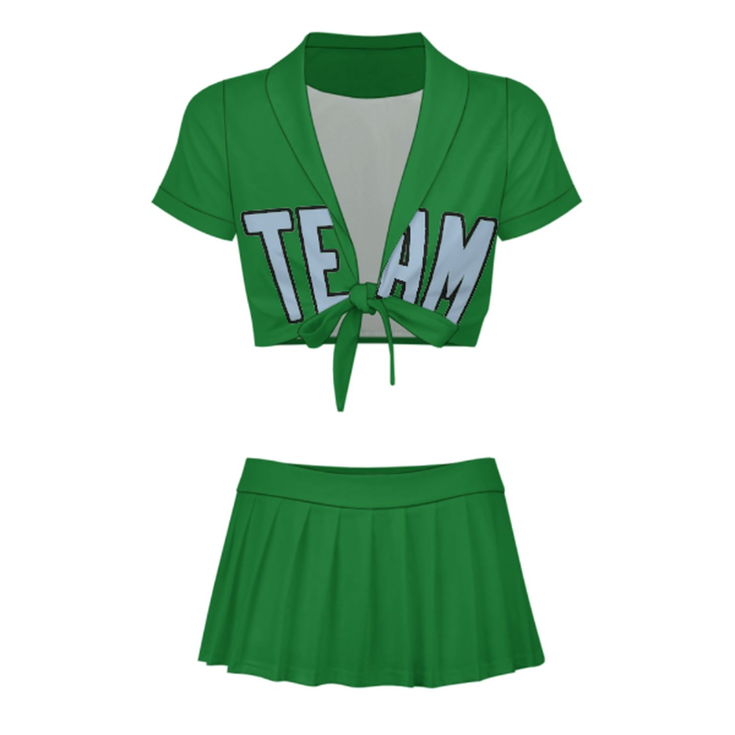 Maßgeschneidertes Smaragdgrün Hellblau Cheerleader Outfit Set