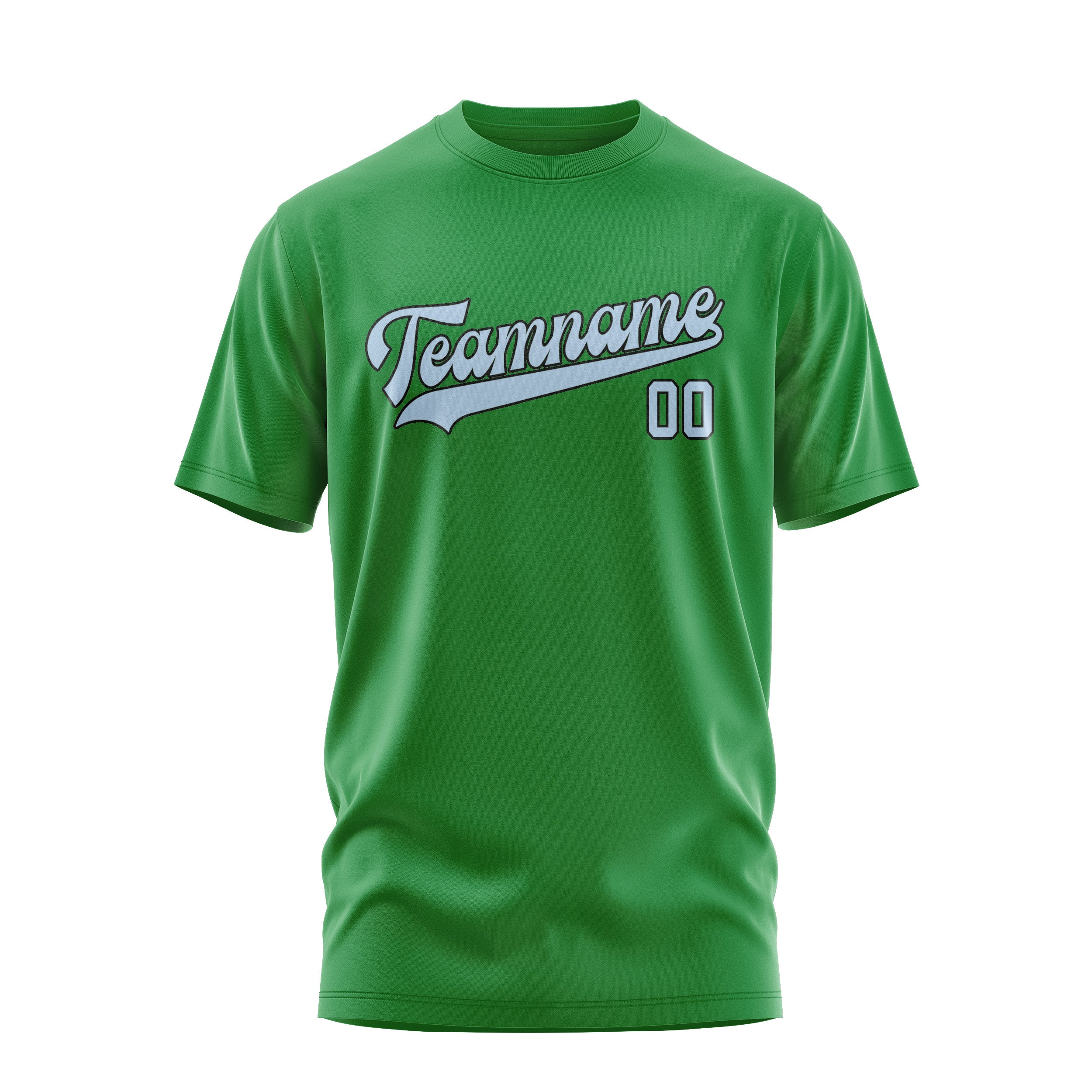 Maßgeschneidertes Smaragdgrün Hellblau T-Shirt