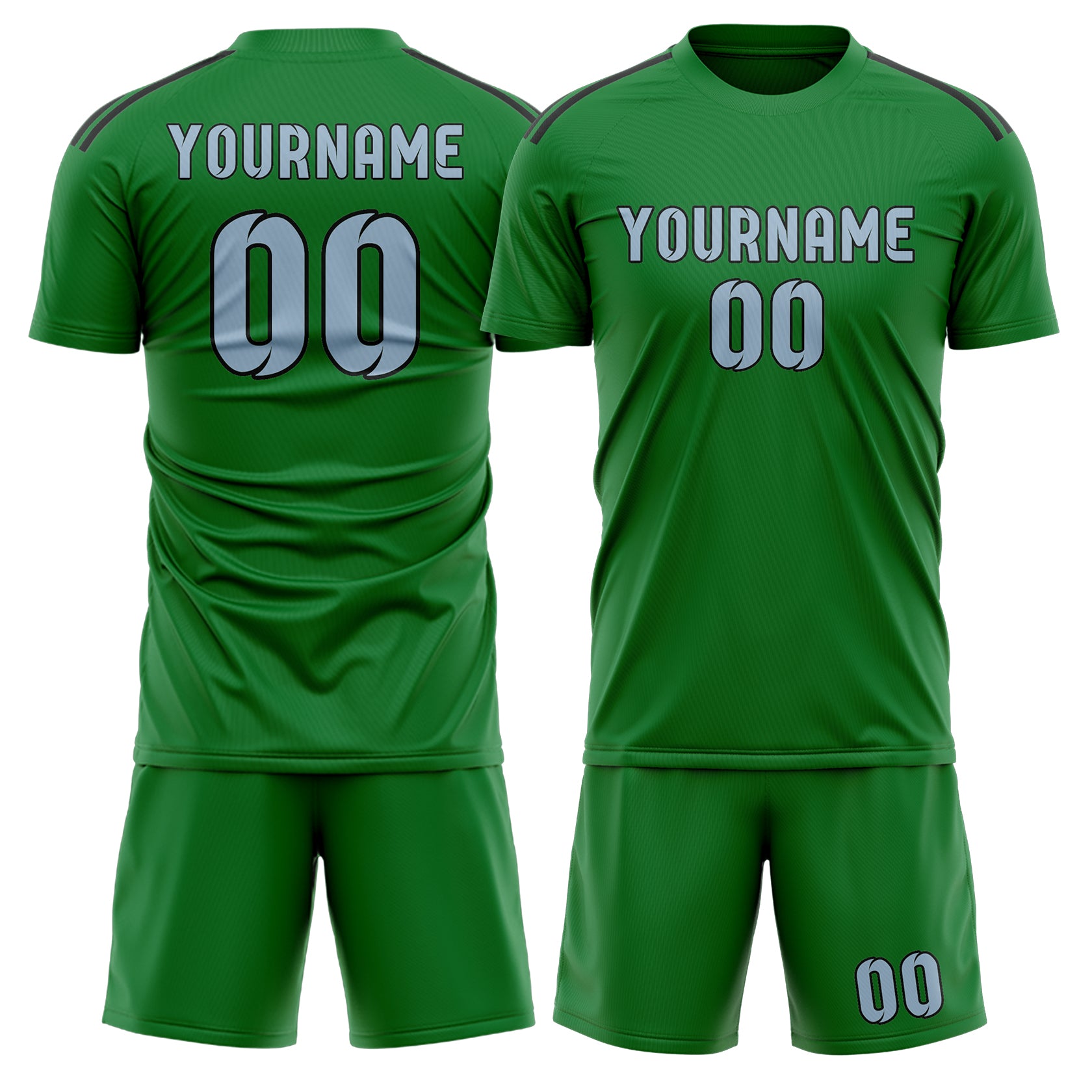 Maßgeschneidertes Professionelles Smaragdgrün Hellblau Fußballtrikot-Set