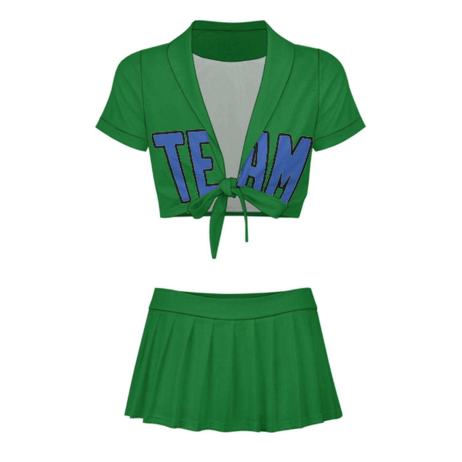 Maßgeschneidertes Smaragdgrün Himmelblau Cheerleader Outfit Set