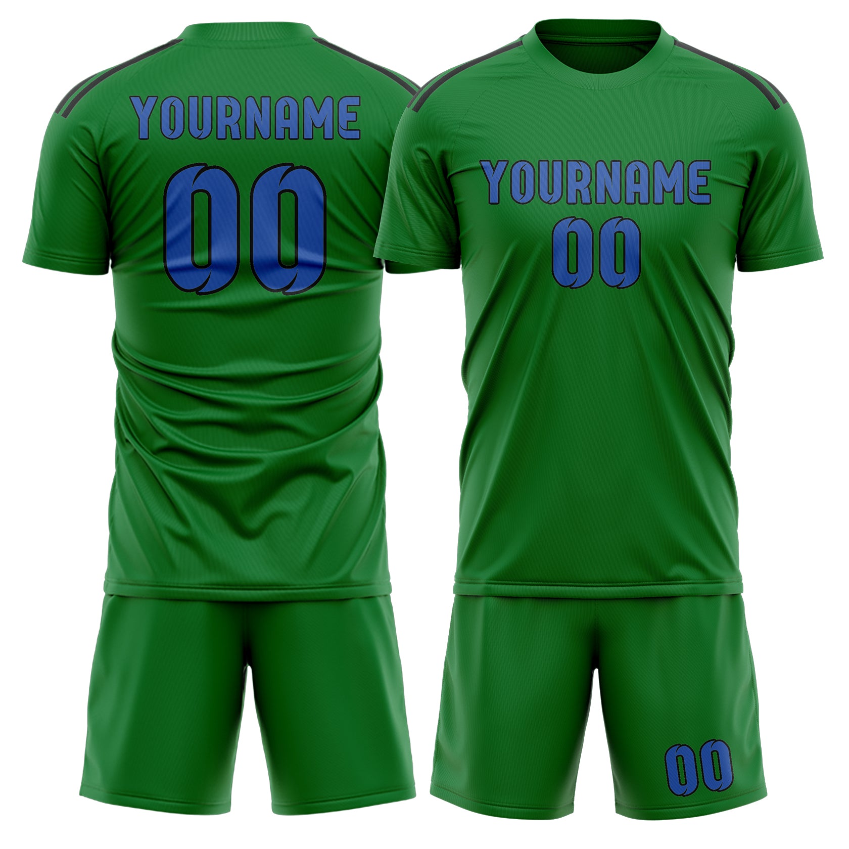 Maßgeschneidertes Professionelles Smaragdgrün Himmelblau Fußballtrikot-Set