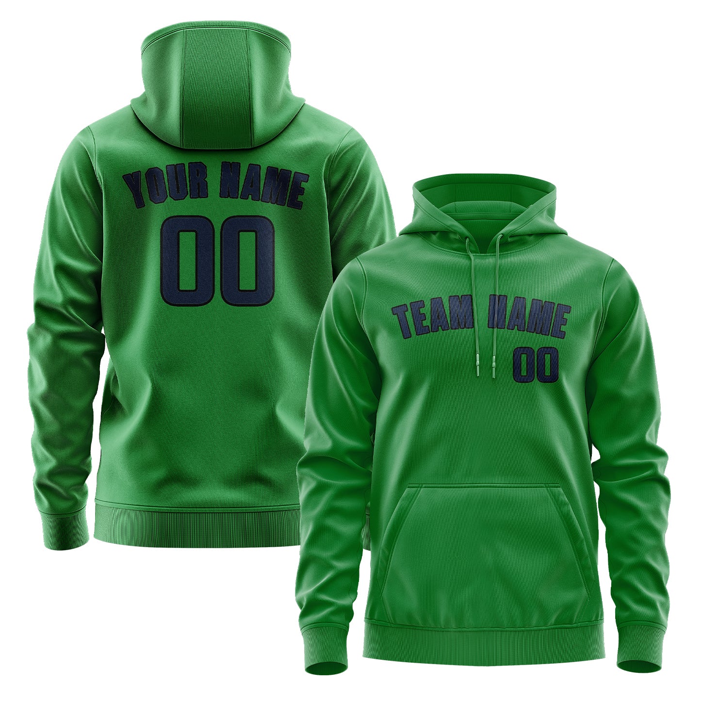 Felpa con cappuccio blu navy verde smeraldo su misura