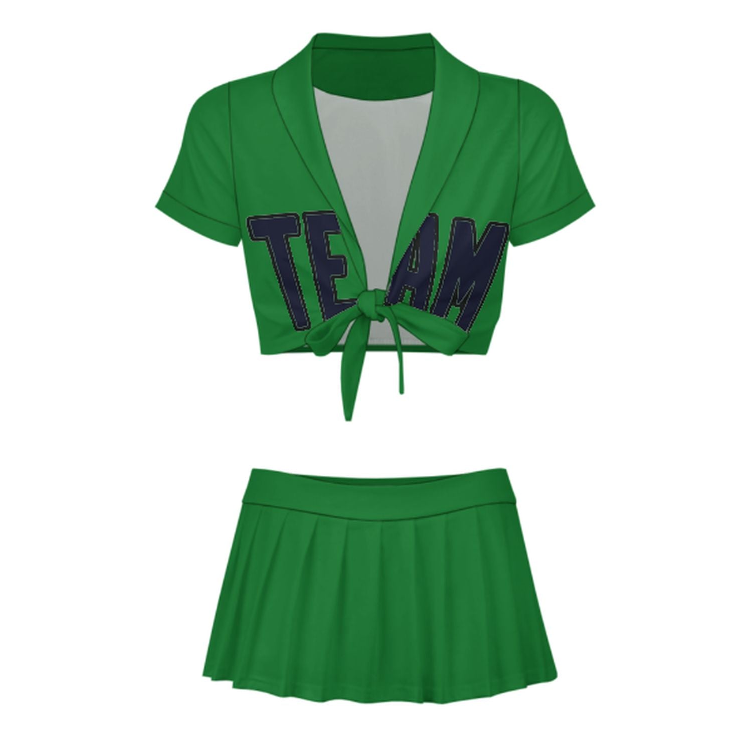 Maßgeschneidertes Smaragdgrün Stahlblau Cheerleader Outfit Set