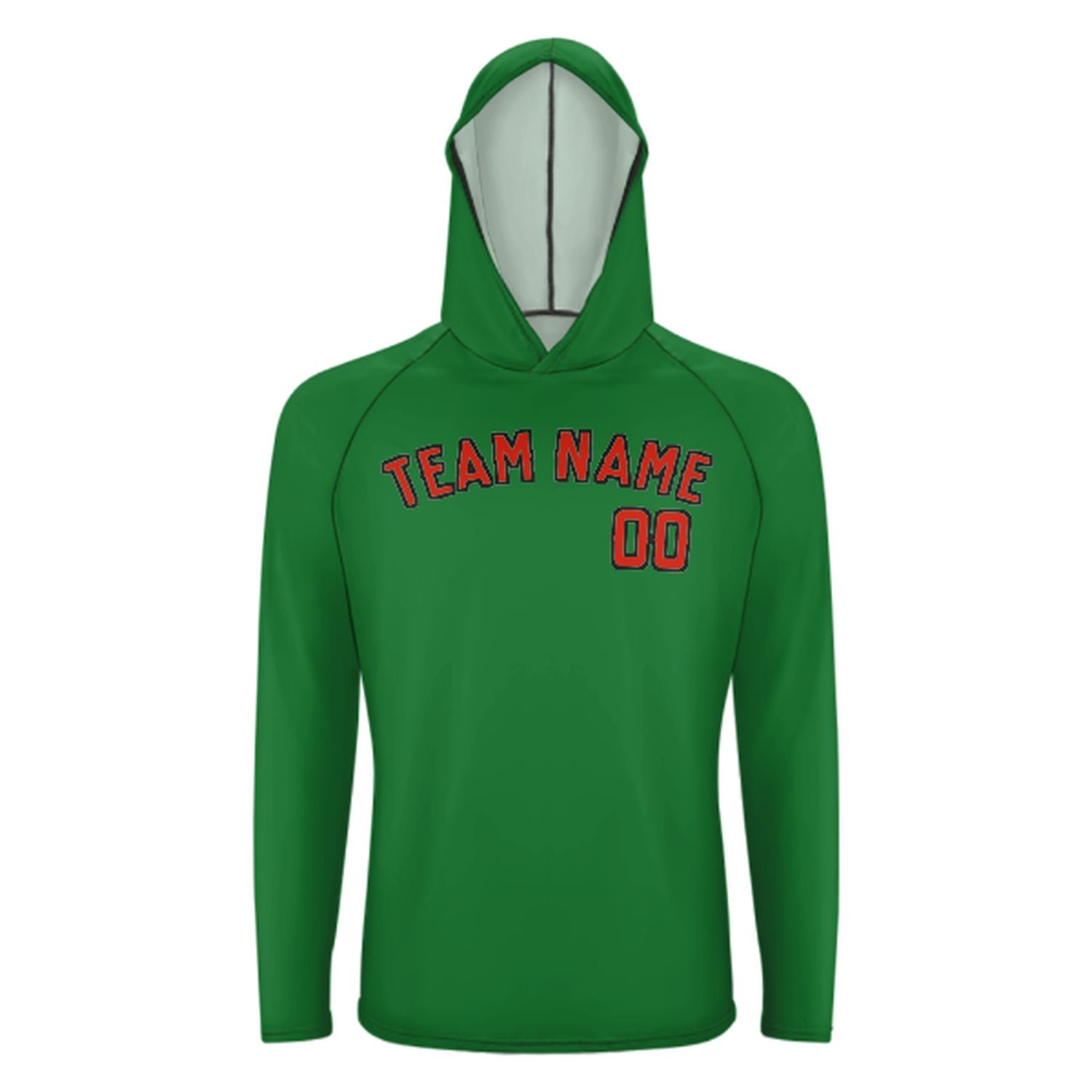Maßgeschneidertes Smaragdgrün Orangerot UV-Hoodie