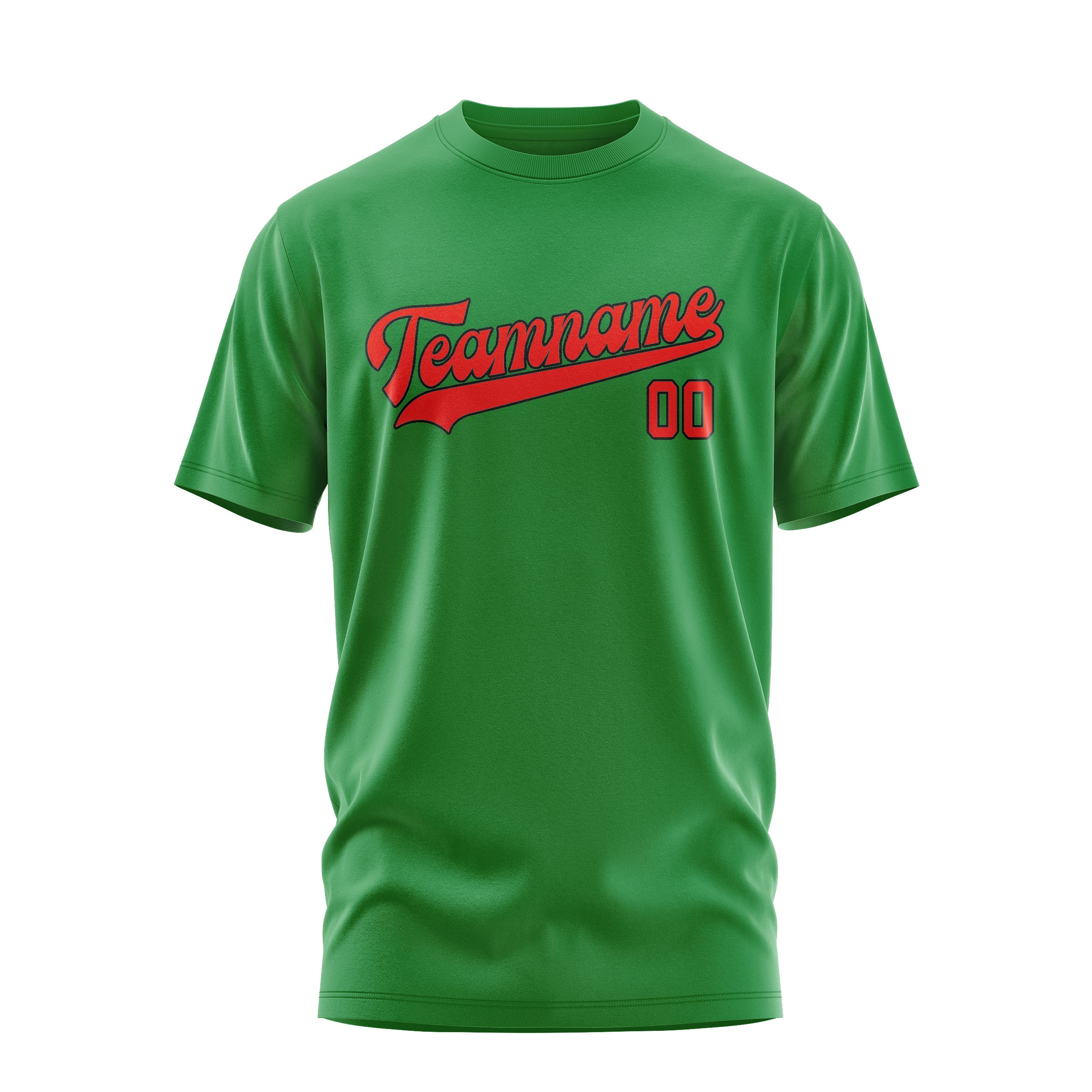 Maßgeschneidertes Smaragdgrün Orangerot T-Shirt