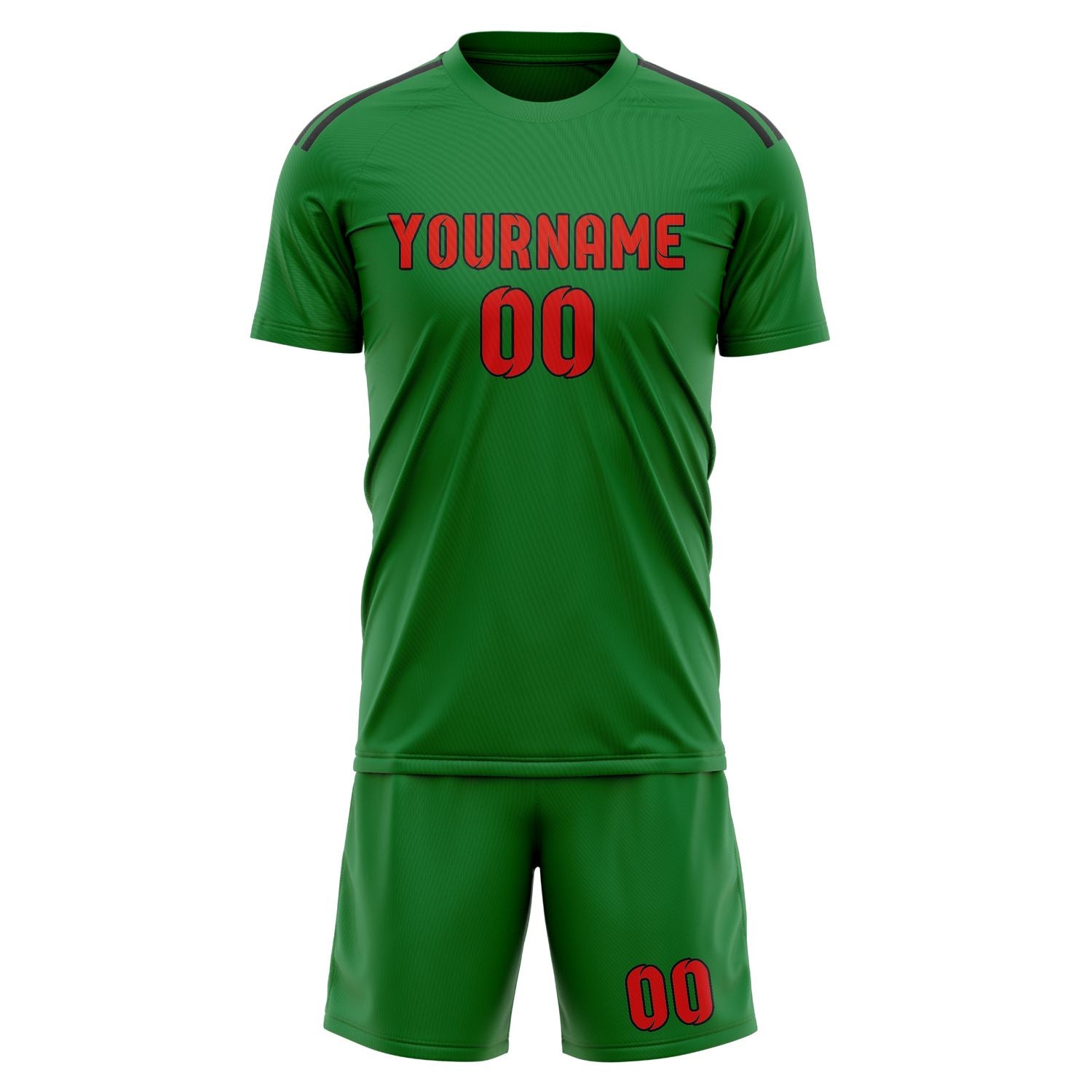 Maßgeschneidertes Professionelles Smaragdgrün Orangerot Fußballtrikot-Set