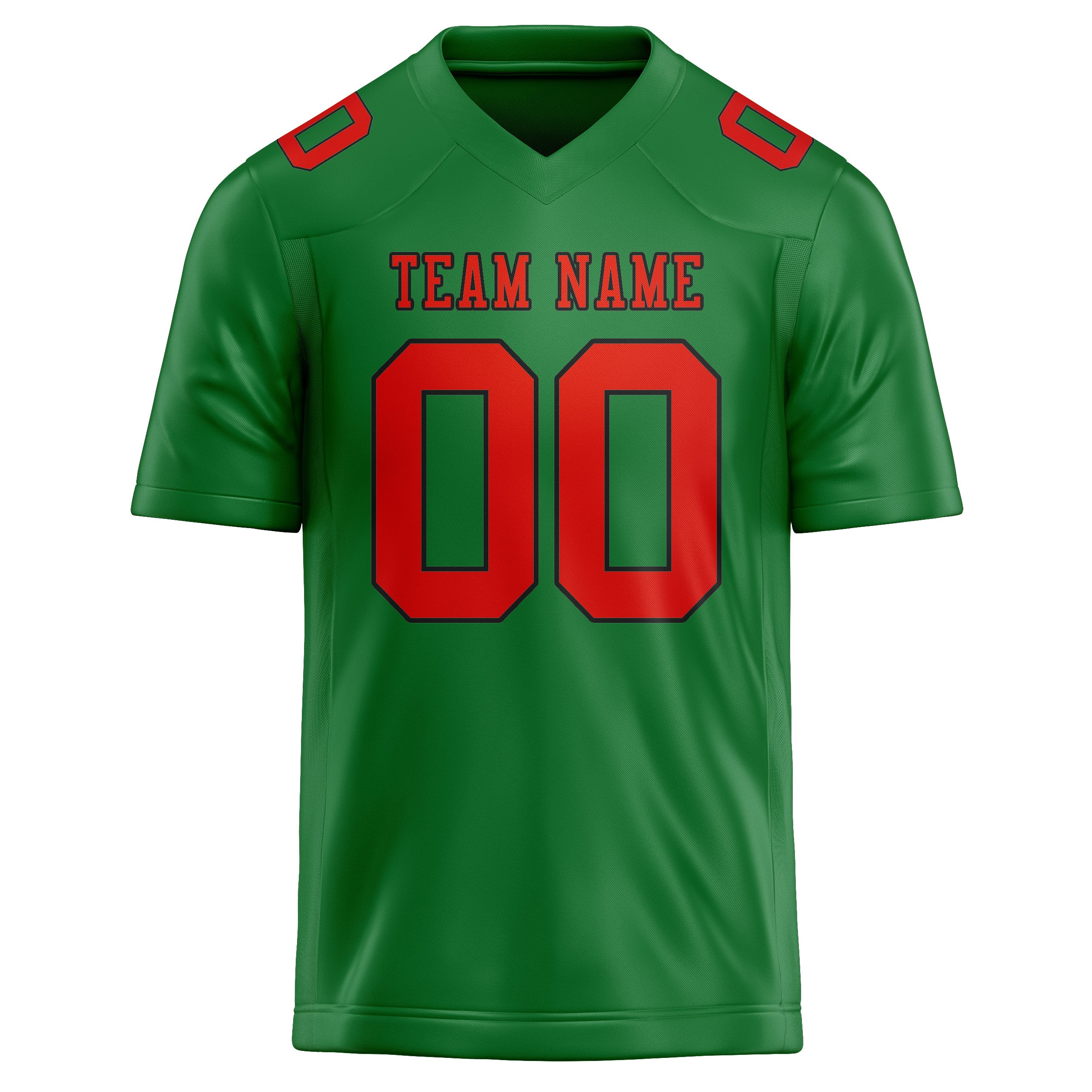 Maßgeschneidertes Professionelles Smaragdgrün Orangerot Rugbytrikot