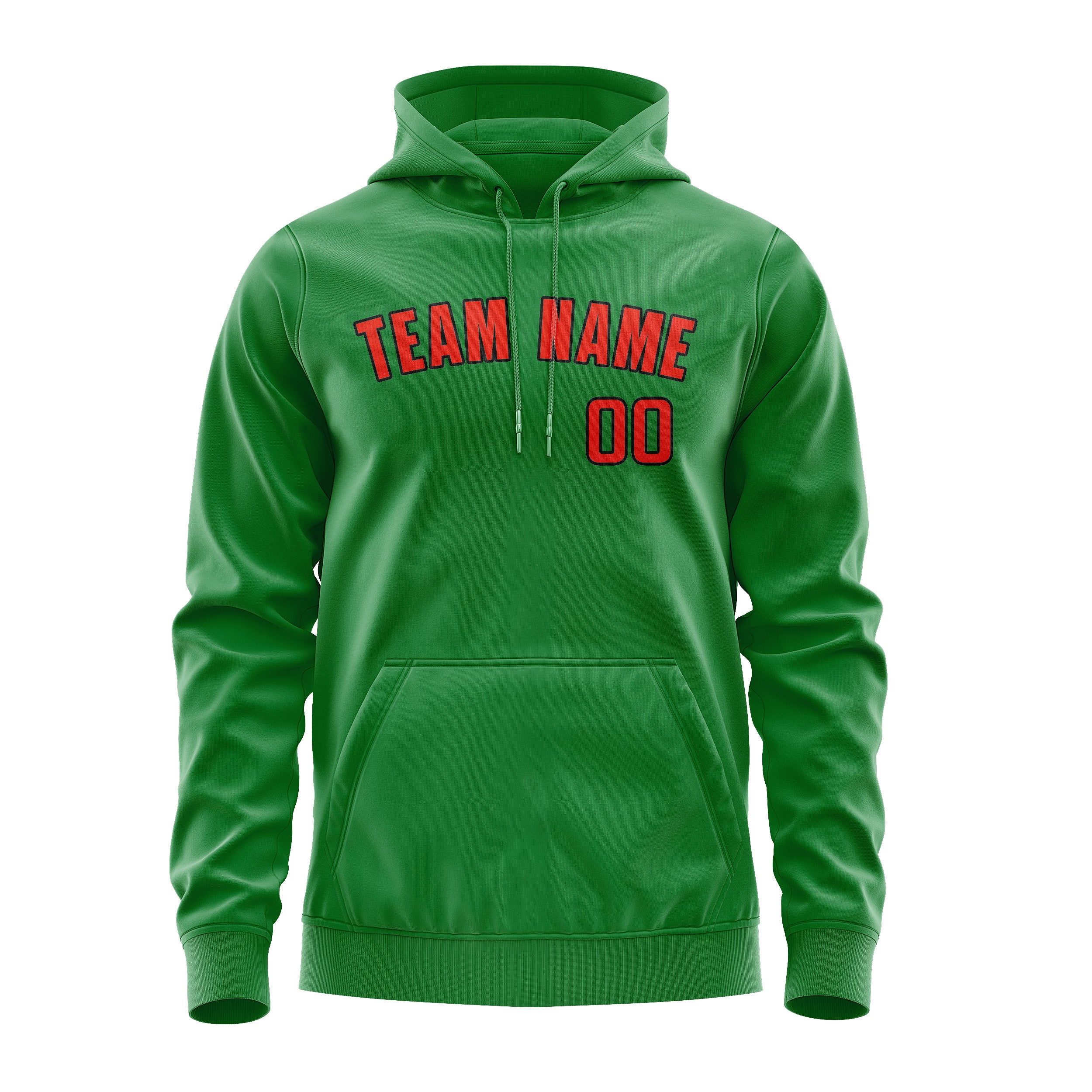 Maßgeschneidertes Smaragdgrün Orangerot Hoodie