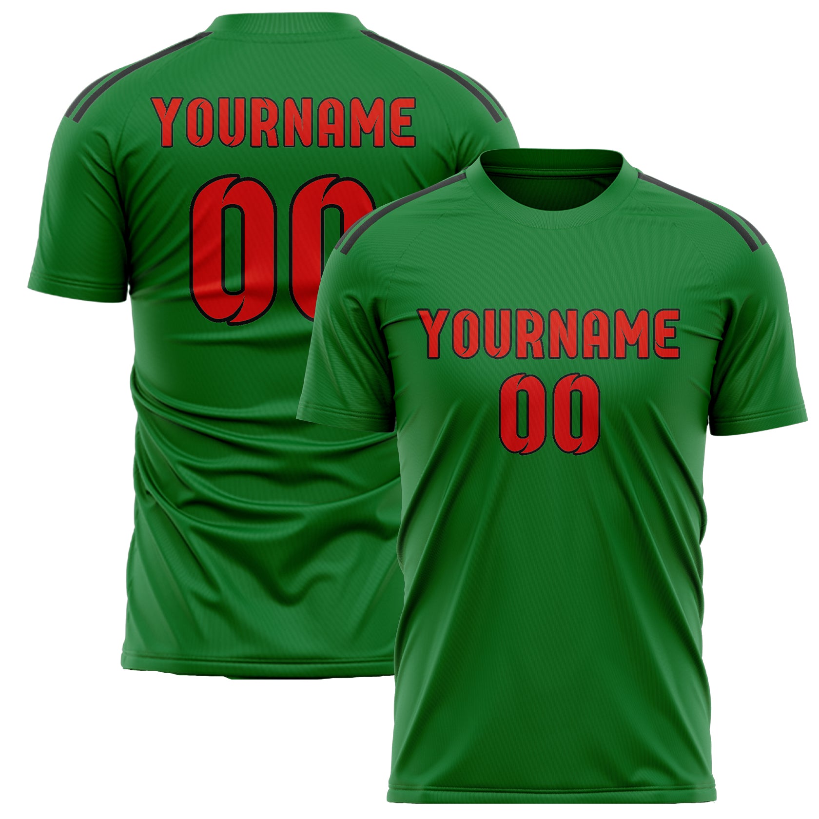 Benutzerdefiniertes Professionelles Smaragdgrün Orangerot Fußballtrikot