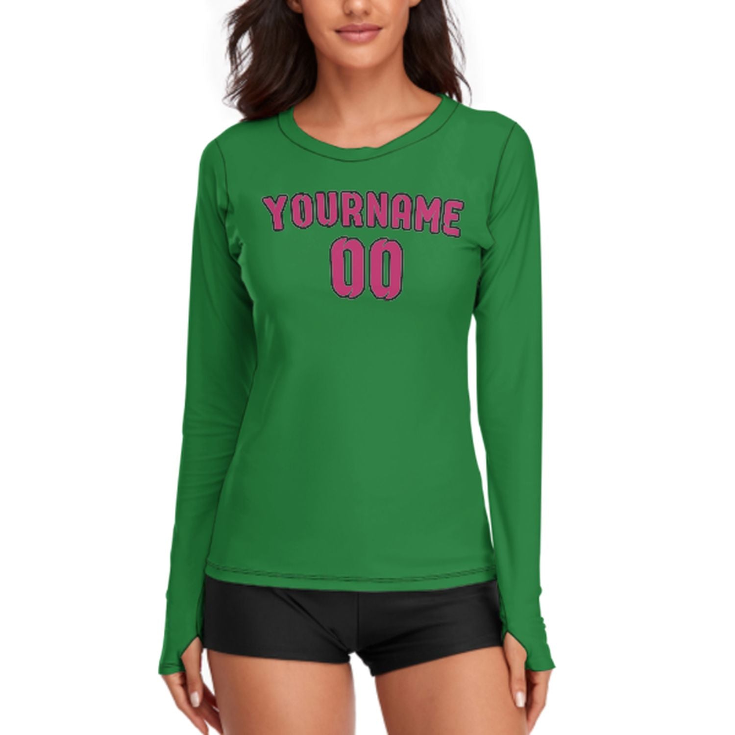 Camicia da donna a maniche lunghe su misura, color verde smeraldo, rosa e rosso
