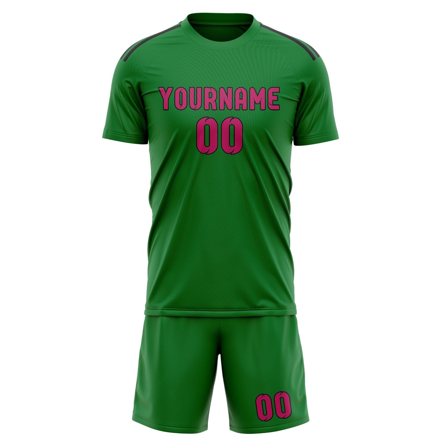 Maßgeschneidertes Professionelles Smaragdgrün Rosarot Fußballtrikot-Set