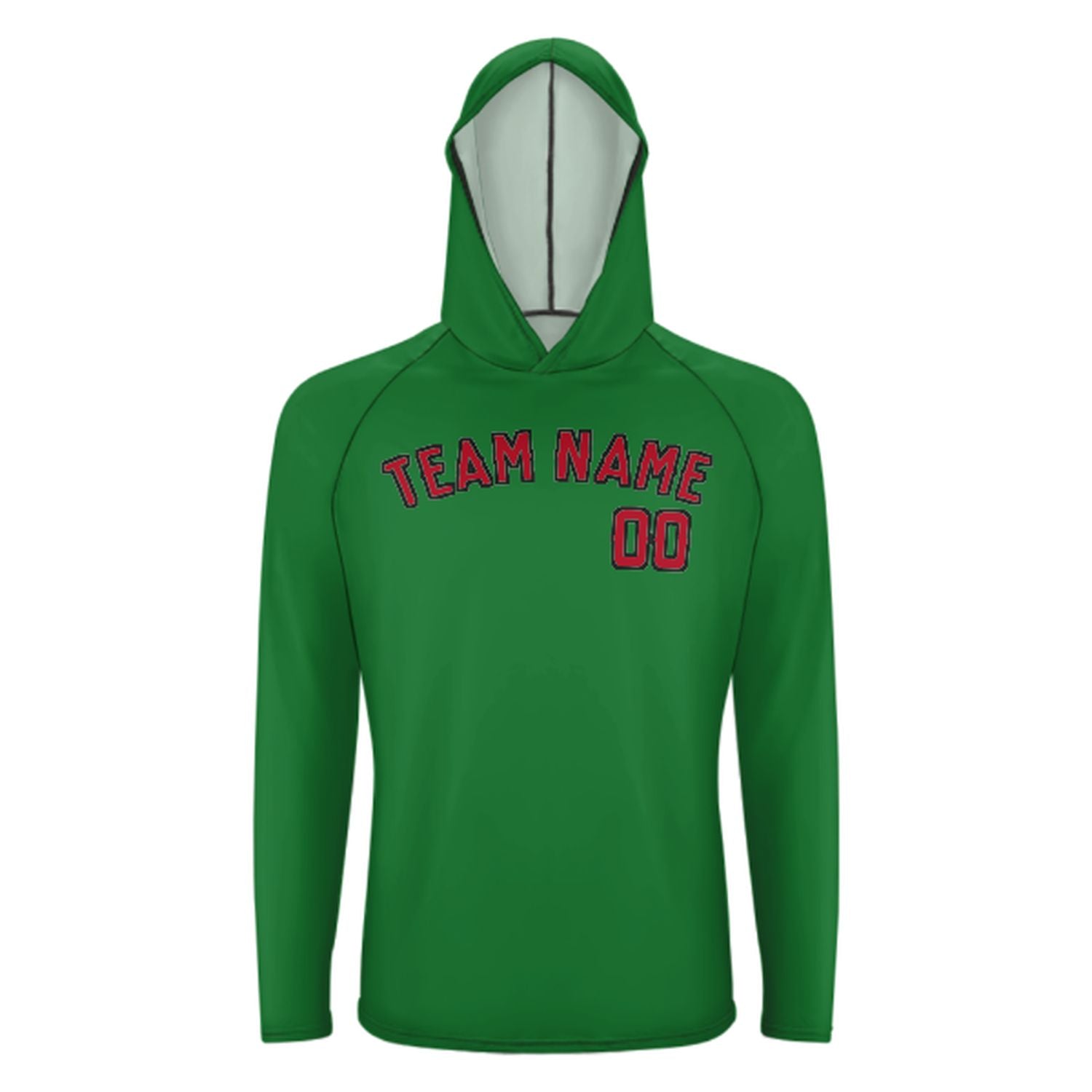 Maßgeschneidertes Smaragdgrün Rot UV-Hoodie