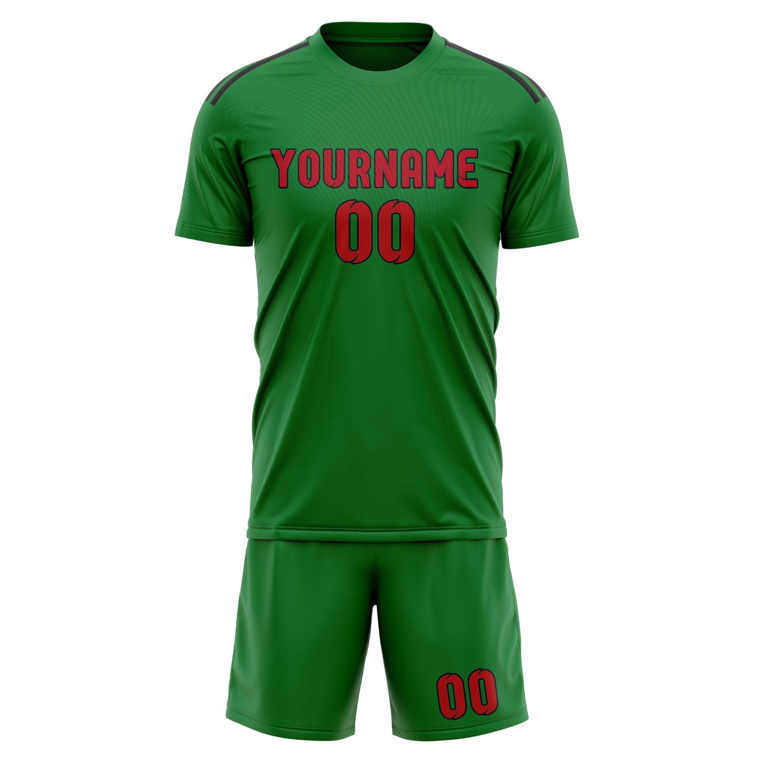 Maßgeschneidertes Professionelles Smaragdgrün Rot Fußballtrikot-Set