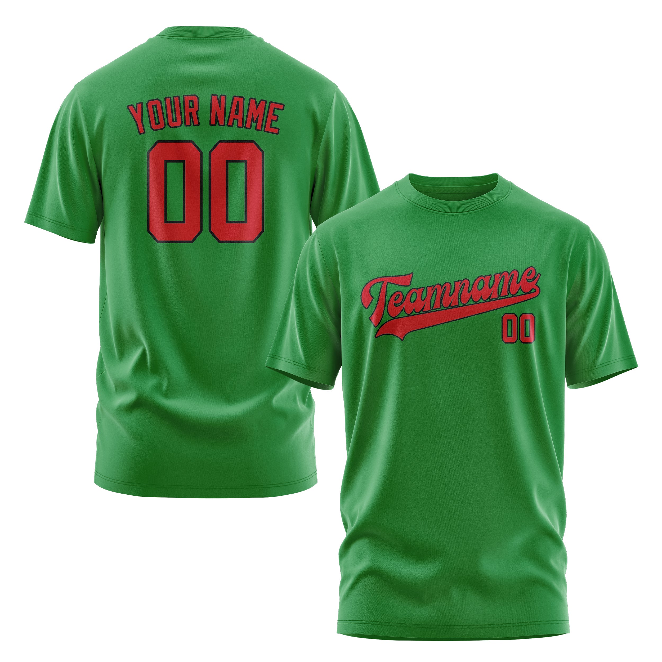 Maßgeschneidertes Smaragdgrün Rot T-Shirt