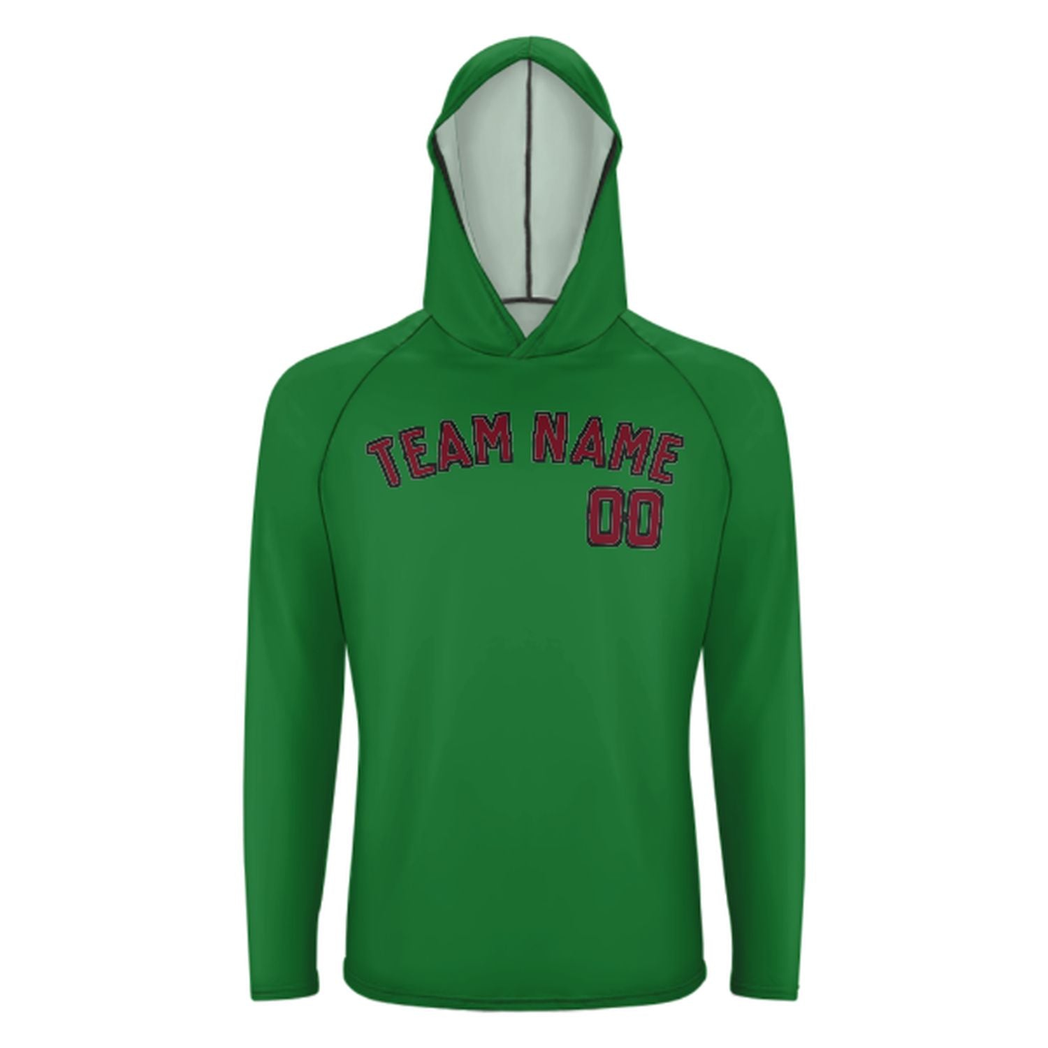 Maßgeschneidertes Smaragdgrün Karmesinrot UV-Hoodie