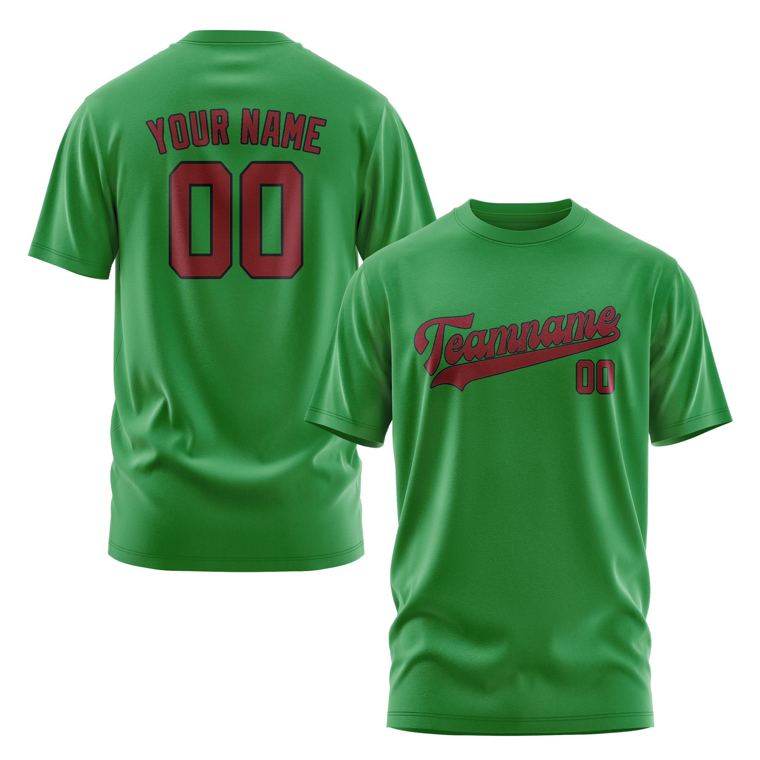 Maßgeschneidertes Smaragdgrün Karmesinrot T-Shirt