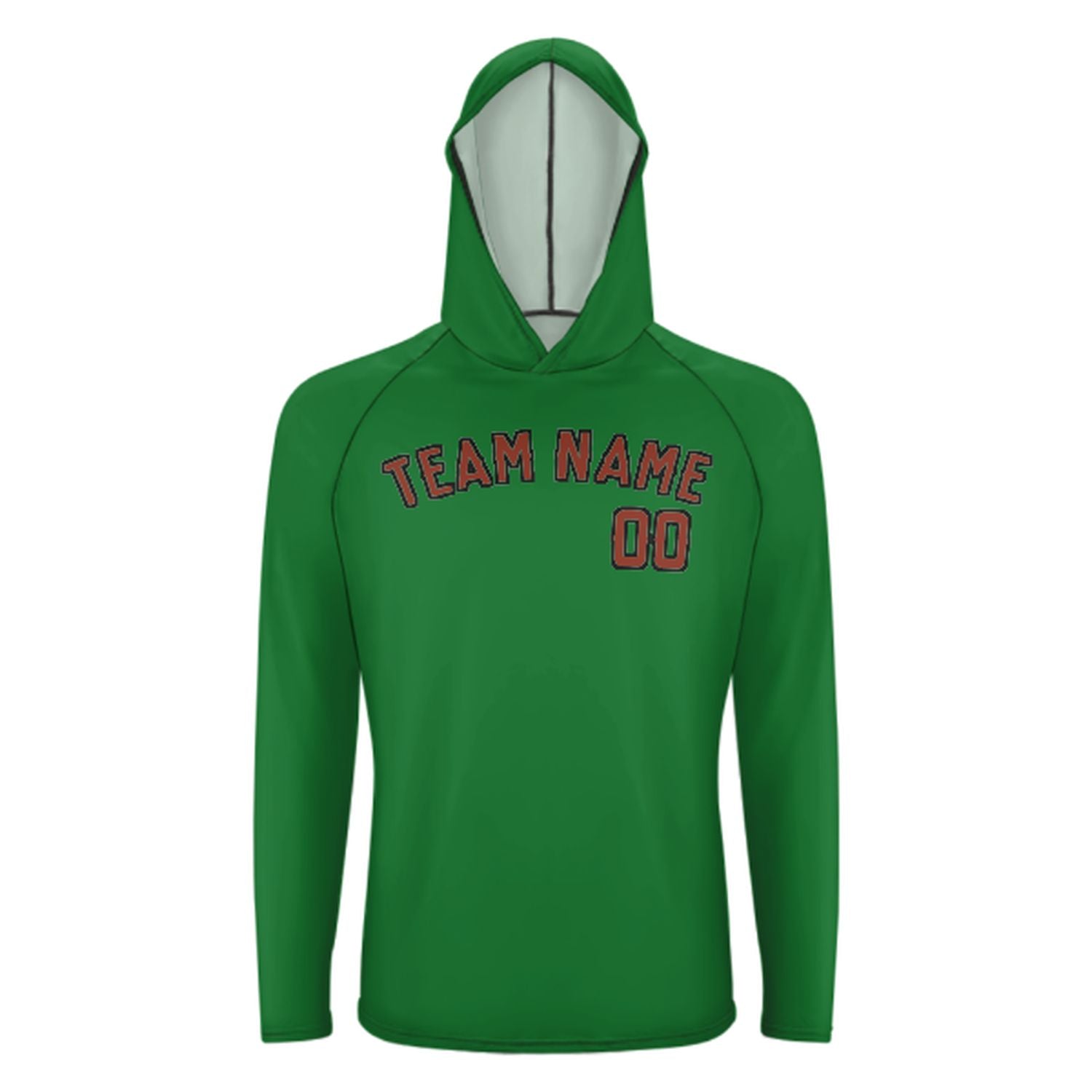 Maßgeschneidertes Smaragdgrün Korallenrot UV-Hoodie