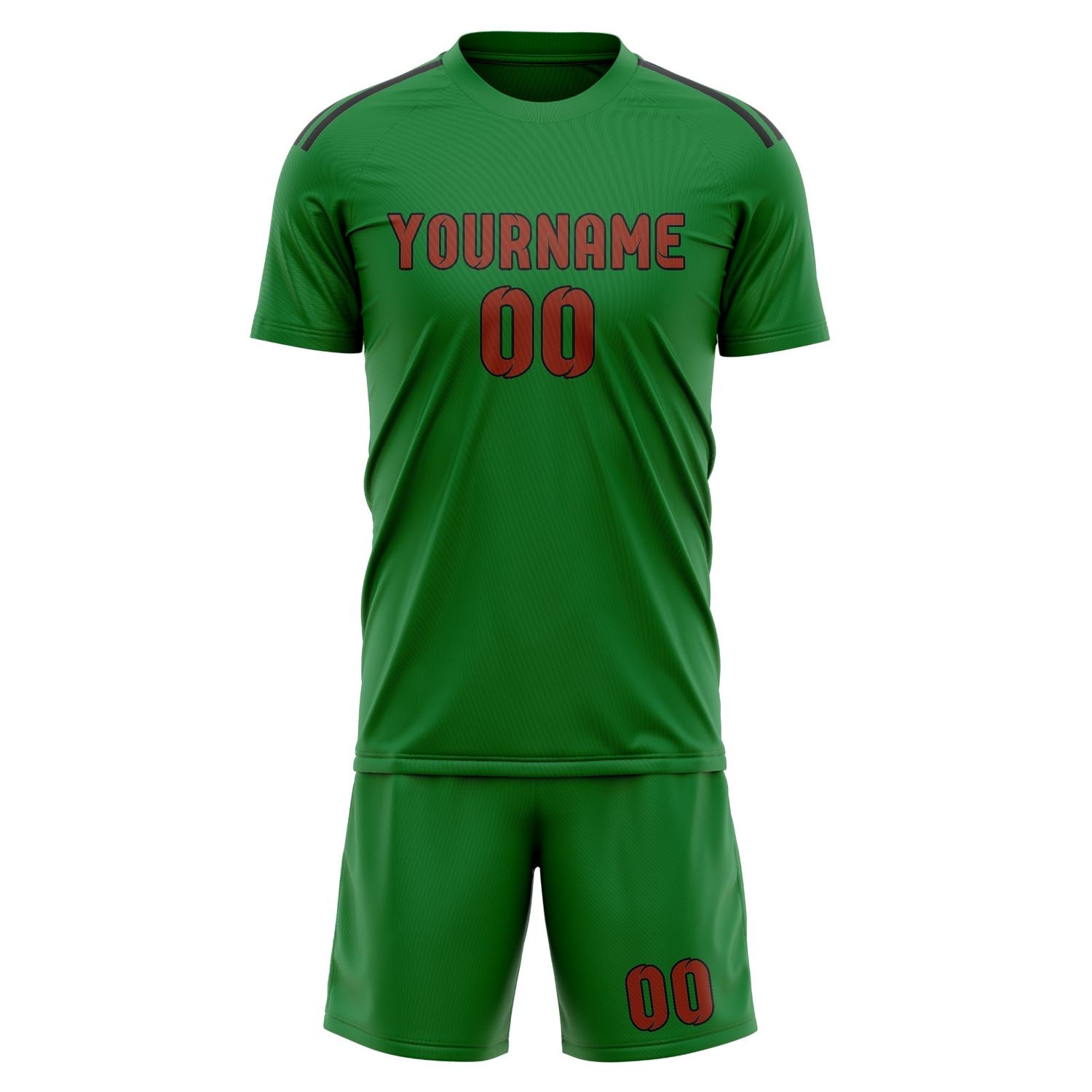 Maßgeschneidertes Professionelles Smaragdgrün Korallenrot Fußballtrikot-Set