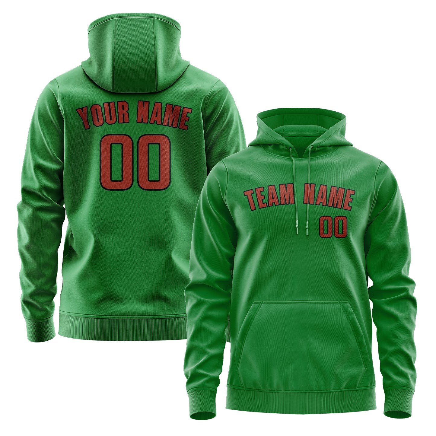 Maßgeschneidertes Smaragdgrün Korallenrot Hoodie
